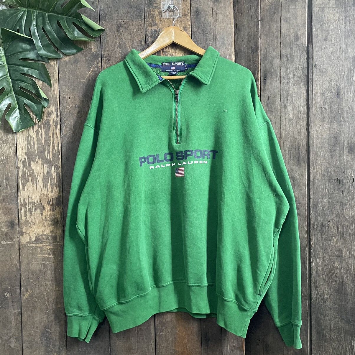 image of Polo Ralph Lauren x Ralph Lauren Vintage Polo Sport Ralph Laurent Halfzip Sweatshirt in Green (Size
