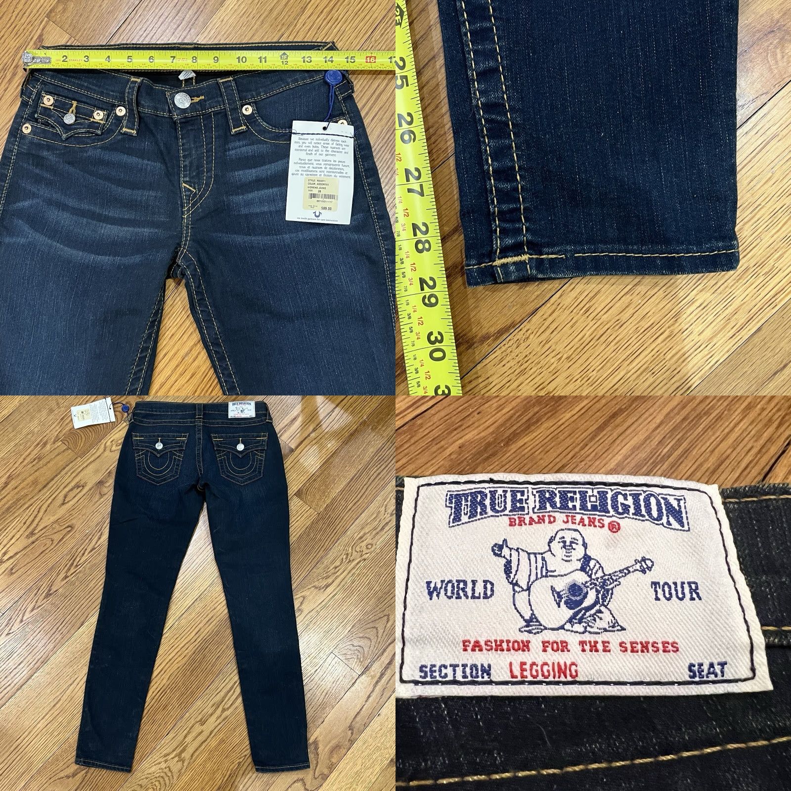 True Religion VINTAGE True Religion Womens Jeans Size 28 Blue Straight Leg 90s Style Cotton Blend Size 28" / US 6 / IT 42 - 8 Thumbnail