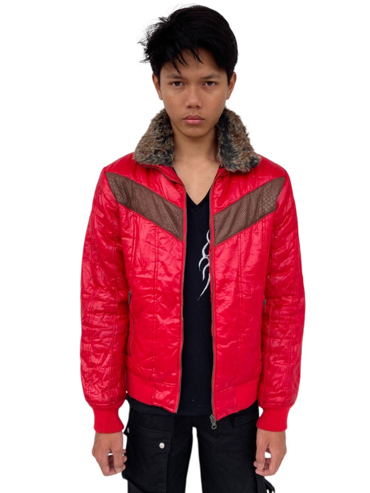 BUFFALO BOBS 2000s Armee Franquise - Vkei Style Trim Fur Puffer Jacket Size US M / EU 48-50 / 2 - 2 Thumbnail