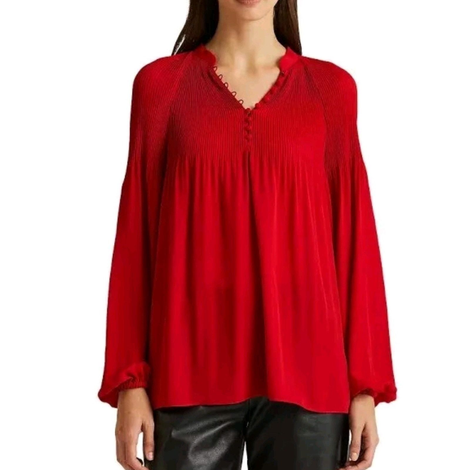 Lauren Ralph Lauren Lauren Ralph Lauren Pleated Georgette Blouson Sleeve Blouse Size 3XL / US 20-22 - 4 Thumbnail