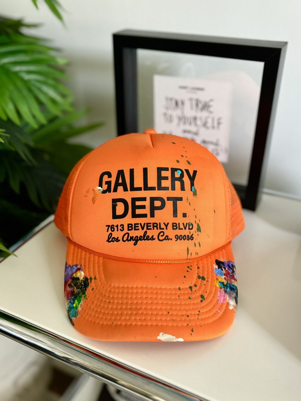 image of Gallery Dept Exclusive “Workshop” Logo Painter Trucker Hat in Orange, Men's