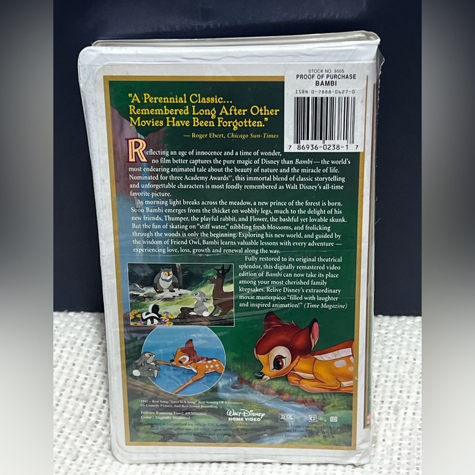 Disney Disney's Bambi VHS 1997 55th Anni Masterpiece Limited SEALED Size ONE SIZE - 2 Thumbnail