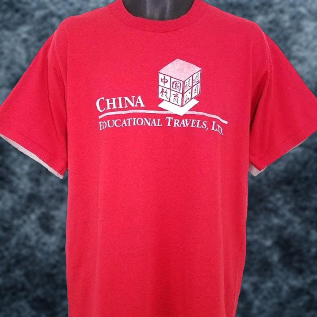 Fruit Of The Loom VINTAGE China Educational Travels Mens T Shirt Red Size Large Crew Neck 90s Size US L / EU 52-54 / 3 - 1 Thumbnail