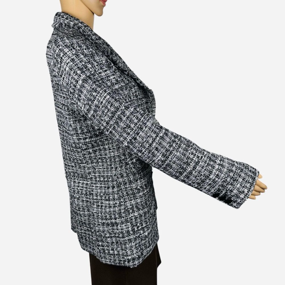 Karl Lagerfeld NWT New $199 KARL LAGERFELD PARIS Tweed Fringed Button Blaz Size L / US 10 / IT 46 - 2 Thumbnail