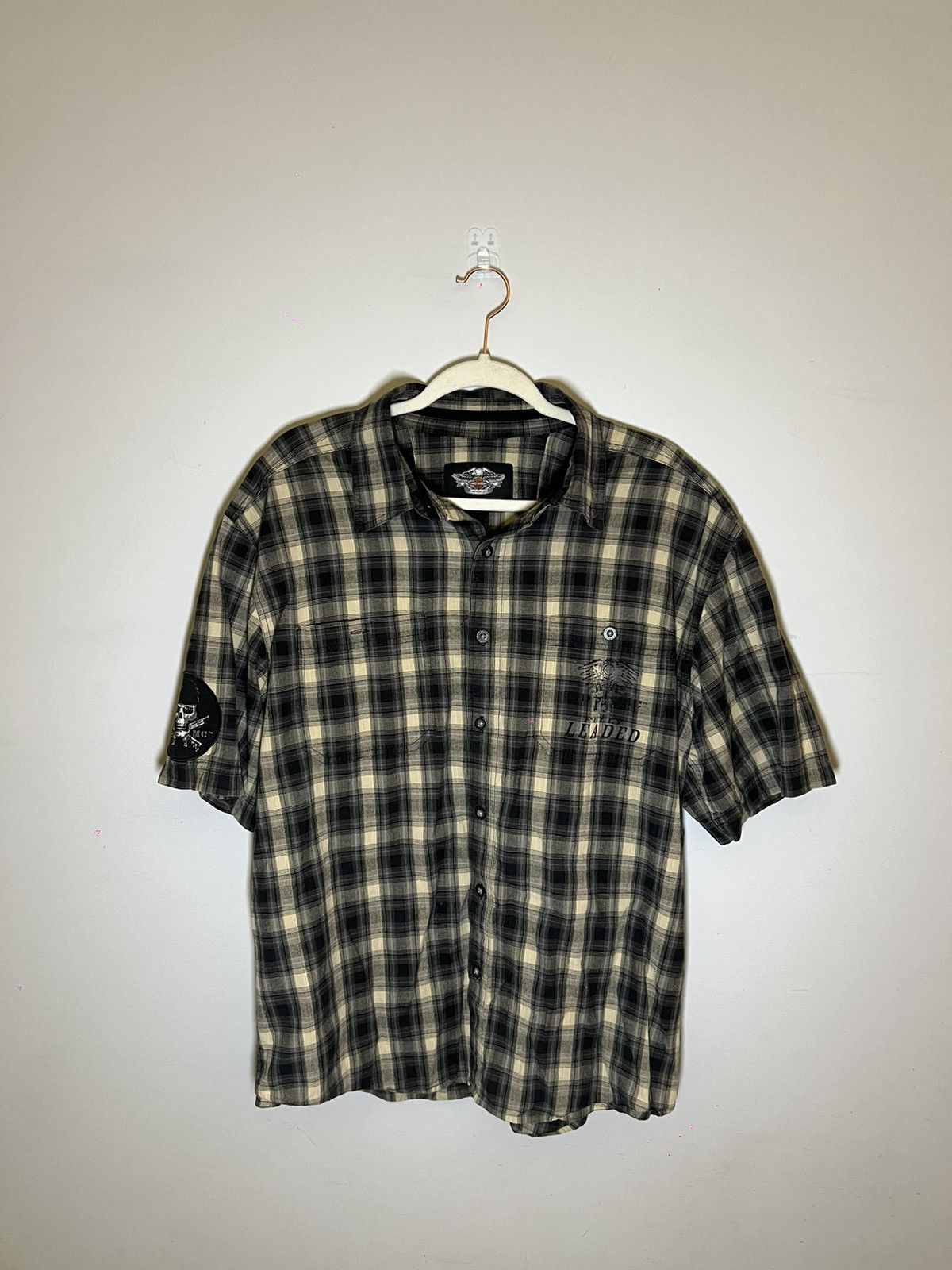 Harley Davidson × Vintage Plaid Harley Davidson Shortsleeve Button Up Size US L / EU 52-54 / 3 - 1 Thumbnail