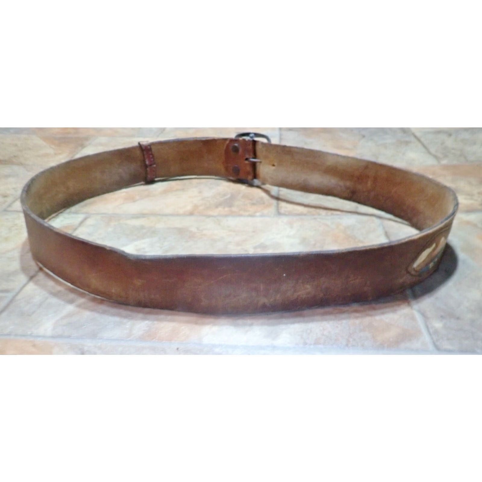 Vintage VINTAGE Western Hand Painted Cowhide Leather Belt Mens Size 40 Brown Size 40 - 3 Thumbnail