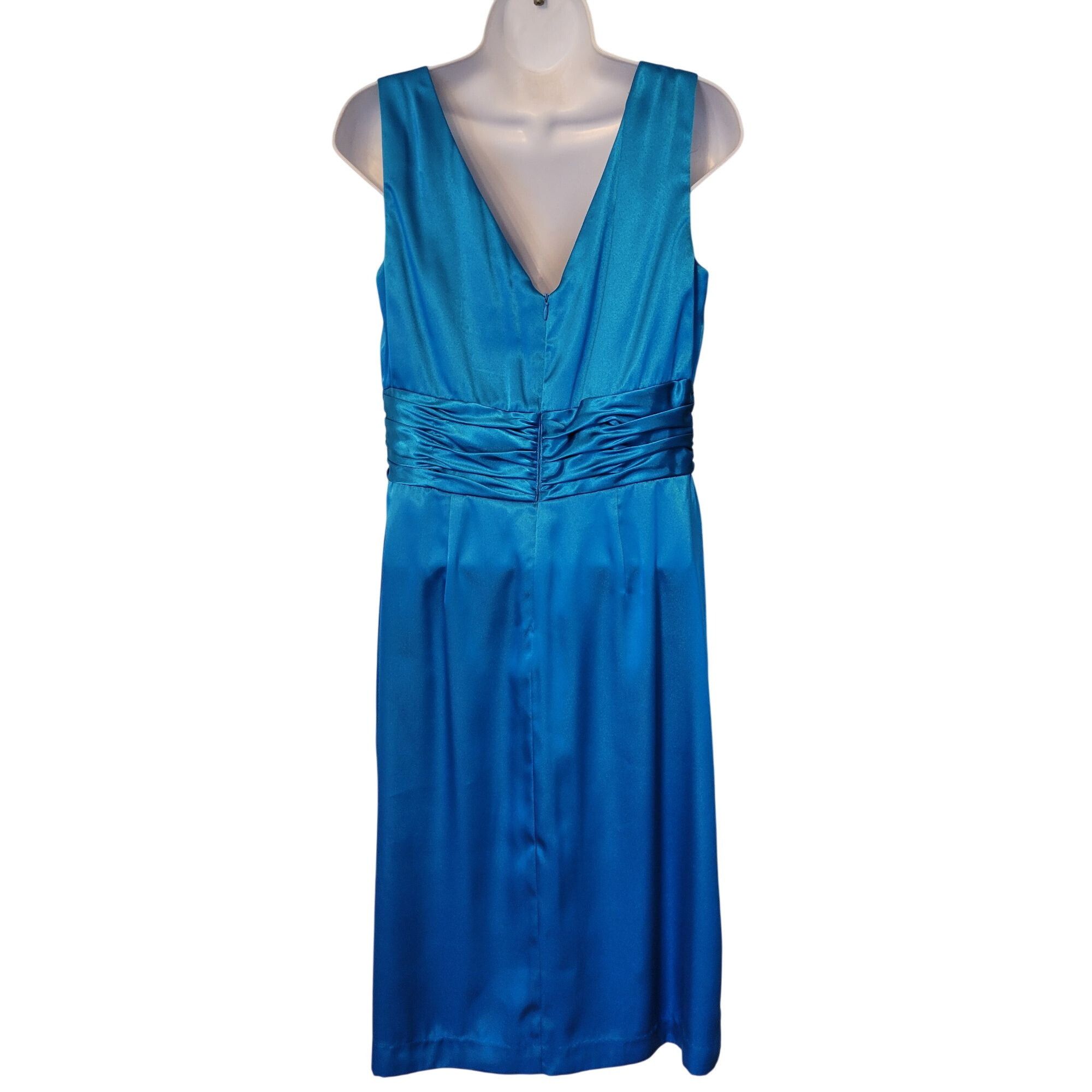 Other Eliza J Blue Sleeveless Satin Faux Wrap Dress 10 Elegant Eve Size L / US 10 / IT 46 - 5 Thumbnail