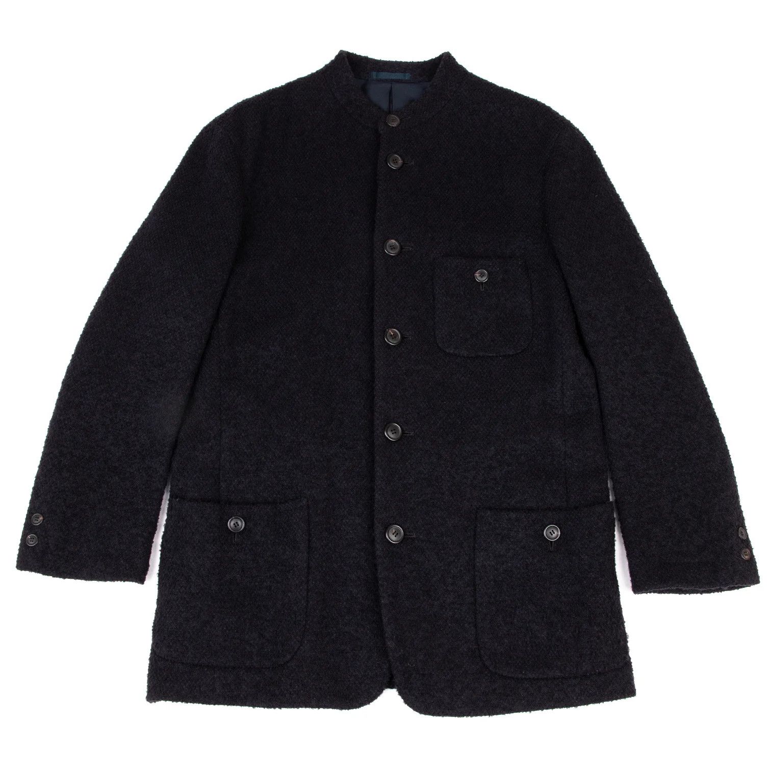 Issey Miyake Wool Pilling Design Stand Collar Jacket in Dark Purple M Size US M / EU 48-50 / 2 - 1 Thumbnail