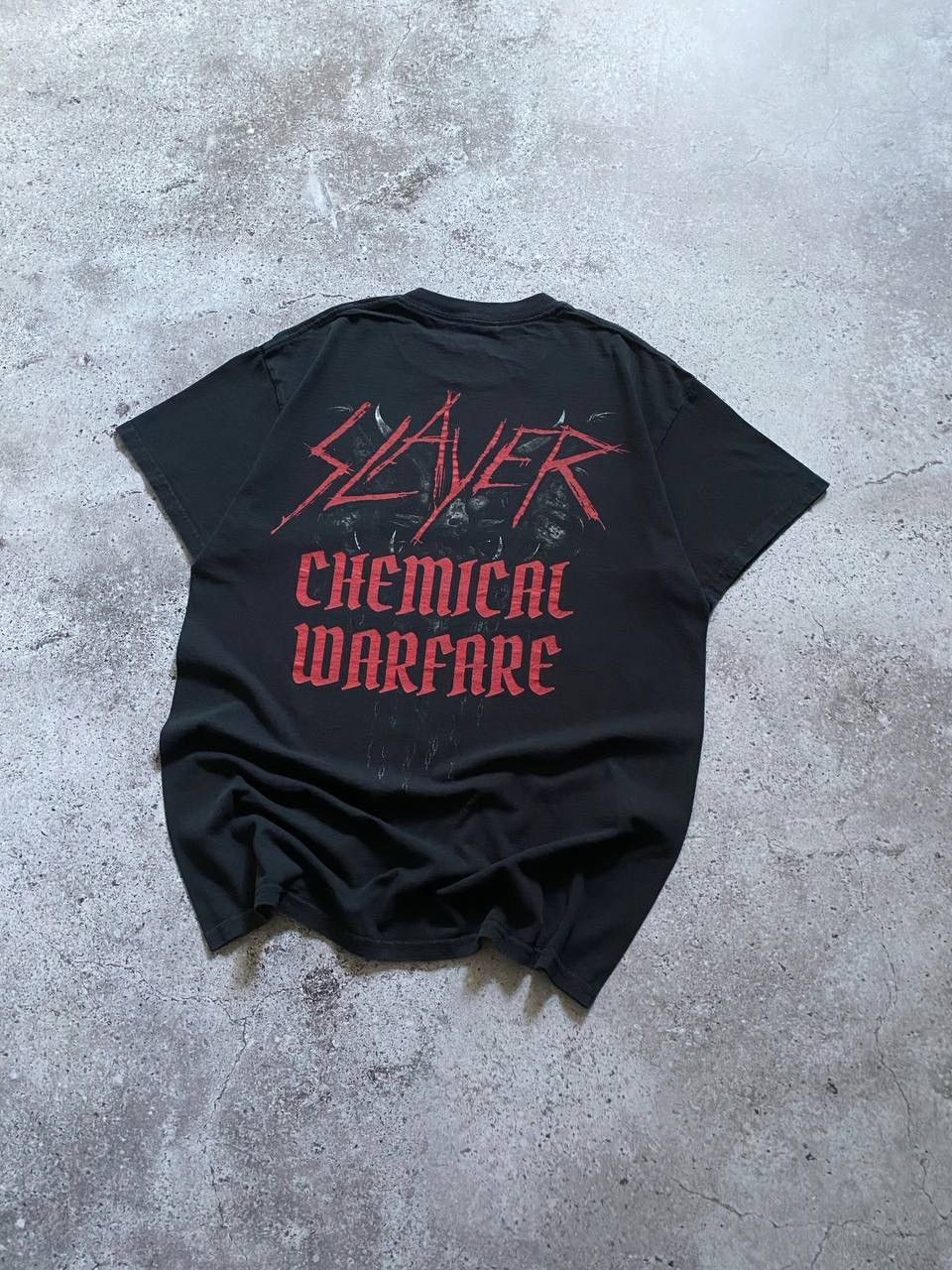 Vintage SLAYER “CHEMICAL WARFARE” THRASH METAL BAND T SHIRT Size US M / EU 48-50 / 2 - 7 Thumbnail