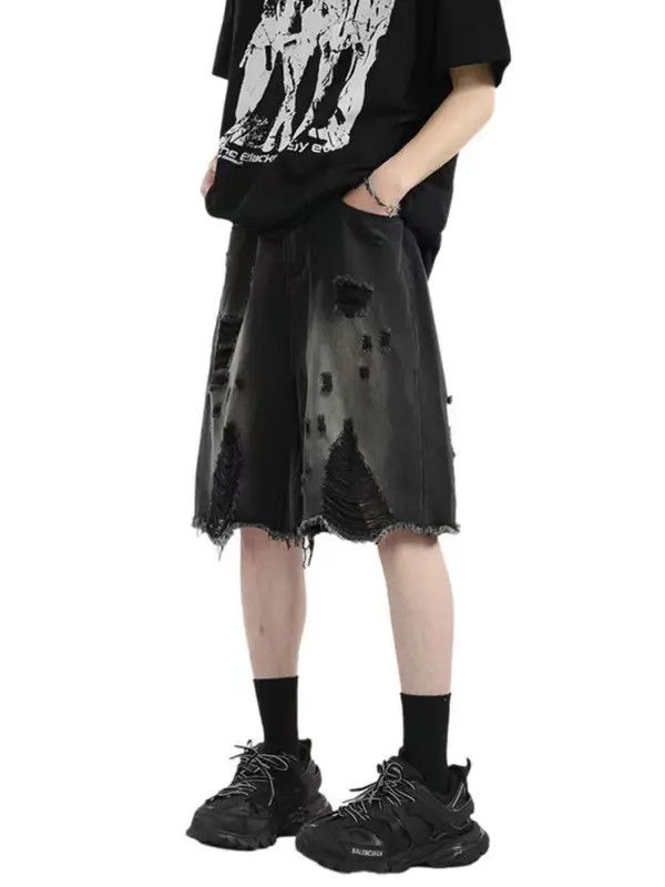 VIBE Street Hip Hop Vintage Loose Fit Denim Shorts Size US 32 / EU 48 - 4 Thumbnail