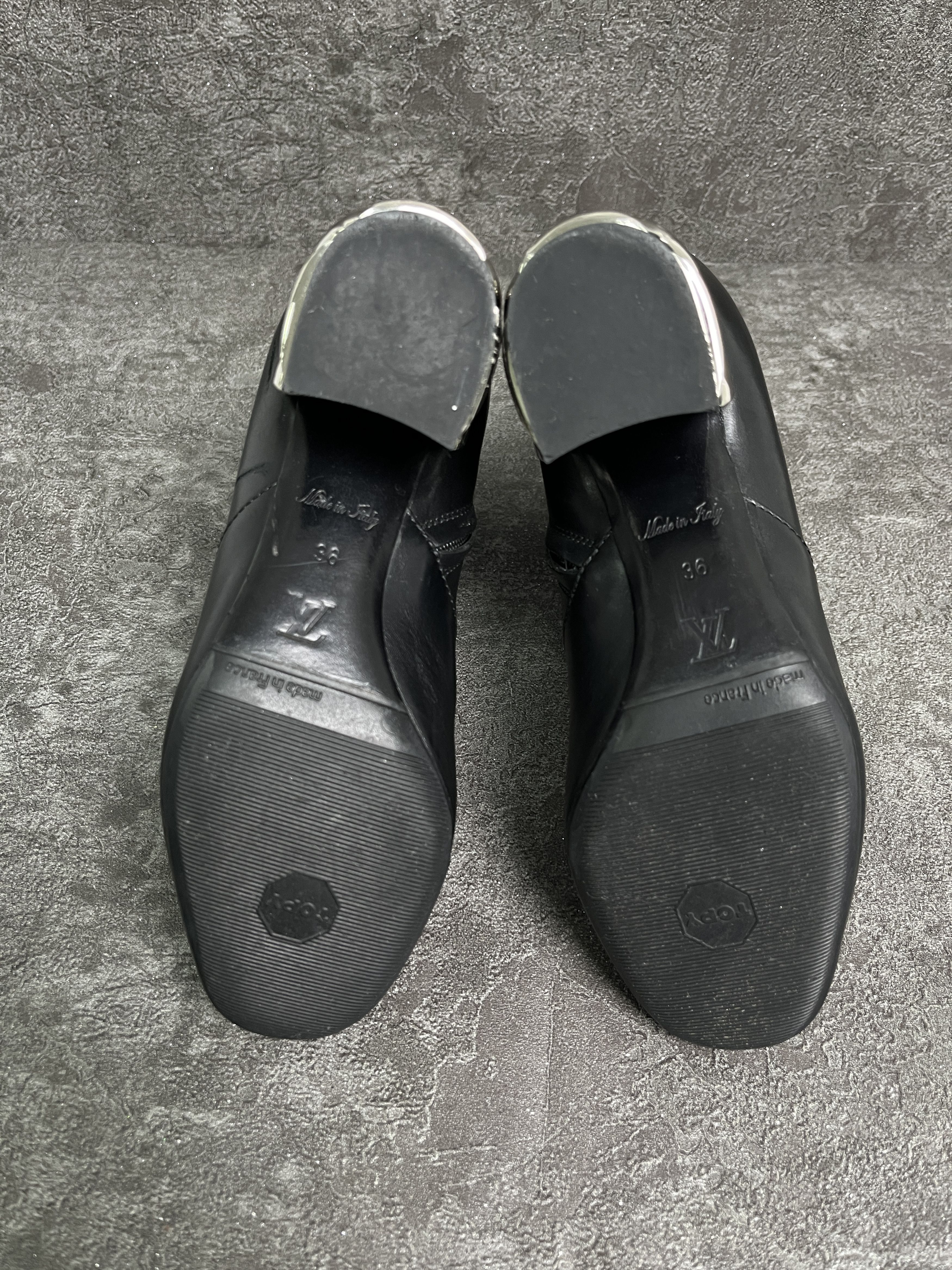 Louis Vuitton Louis Vuitton Black Leather Boots With Silver Quilted Heels Size US 6 / IT 36 - 8 Thumbnail