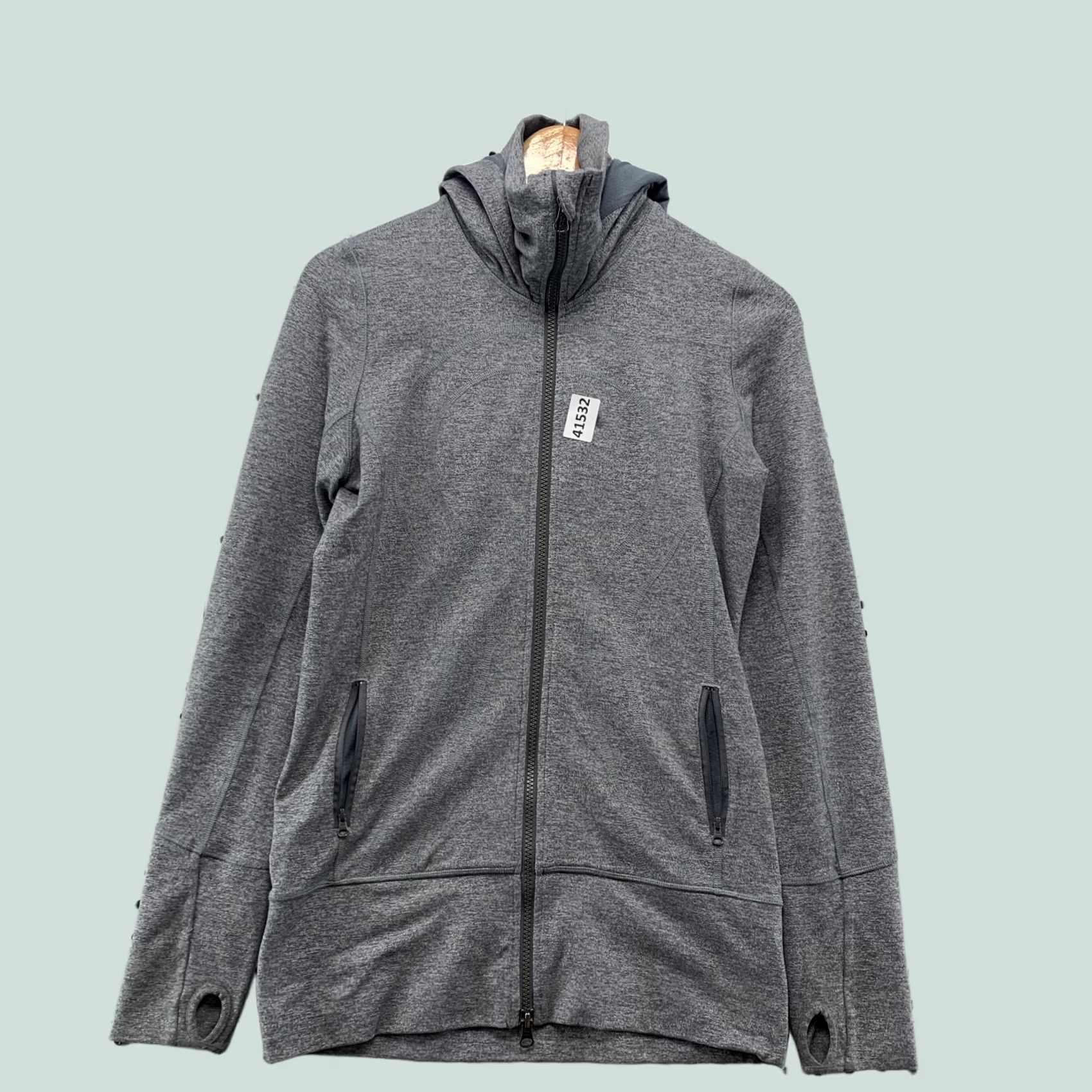 Lululemon Lululemon Track Jacket Womens Size 6 Gray Hooded Thumbhole 17.5x27.5 Jacket Gray Activewear Size M / US 6-8 / IT 42-44 - 1 Thumbnail