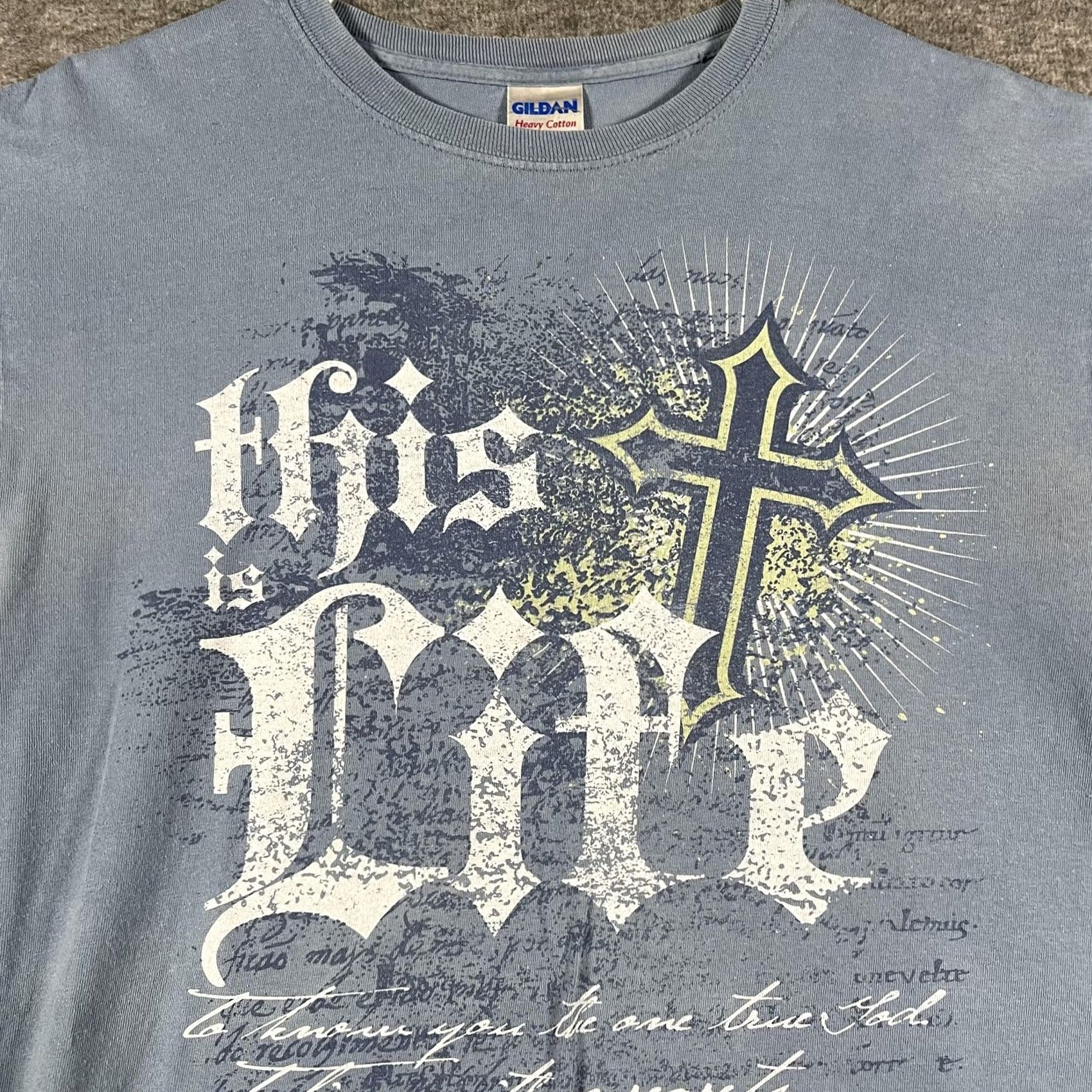 Gildan Gildan Shirt Mens Medium Blue This Is Life Cross Christian Faith Jesus Tee Shirt Men M Blue Graphic Print Short Sleeve Crew Neck Size US M / EU 48-50 / 2 - 2 Thumbnail