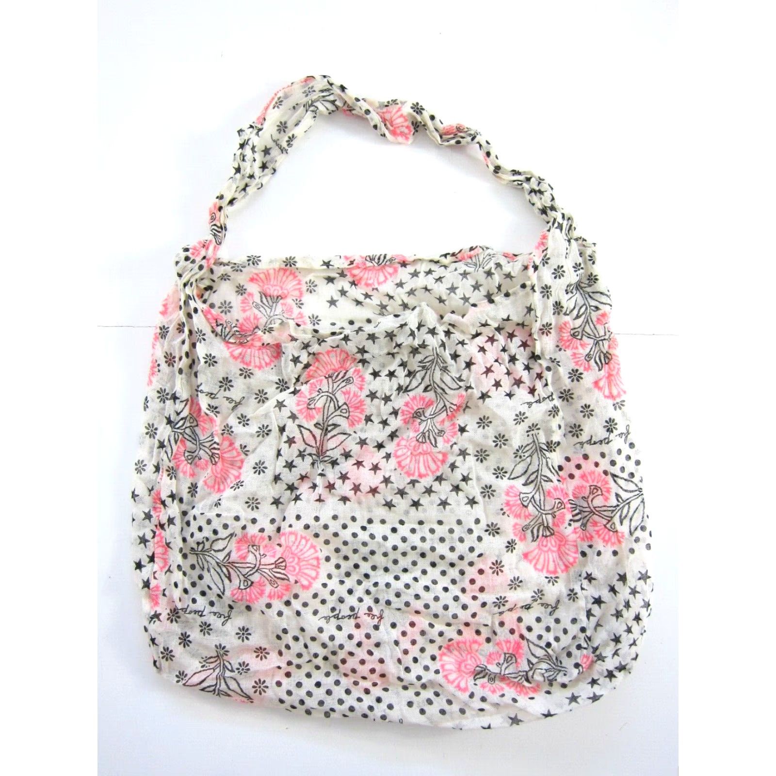 Free People Free People Tote Unisex Adults Large Lightweight Gauze Beach 7 Bags Floral Pattern Brown Pink Cotton 42" Wide 19" Depth 15" Strap Drop Size ONE SIZE - 7 Thumbnail