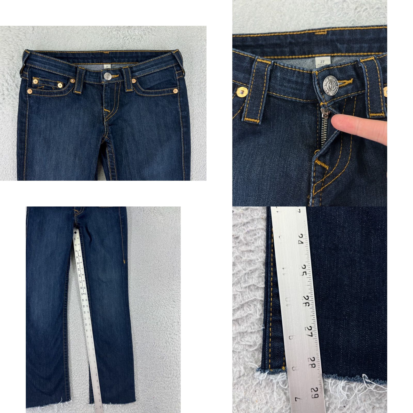 True Religion True Religion Jeans Women 27 Blue Denim Straight 5-Pocket Distressed Cotton Denim Pants Adult Regular Blue 27 Inseam 28 Size 27" / US 4 / IT 40 - 8 Thumbnail