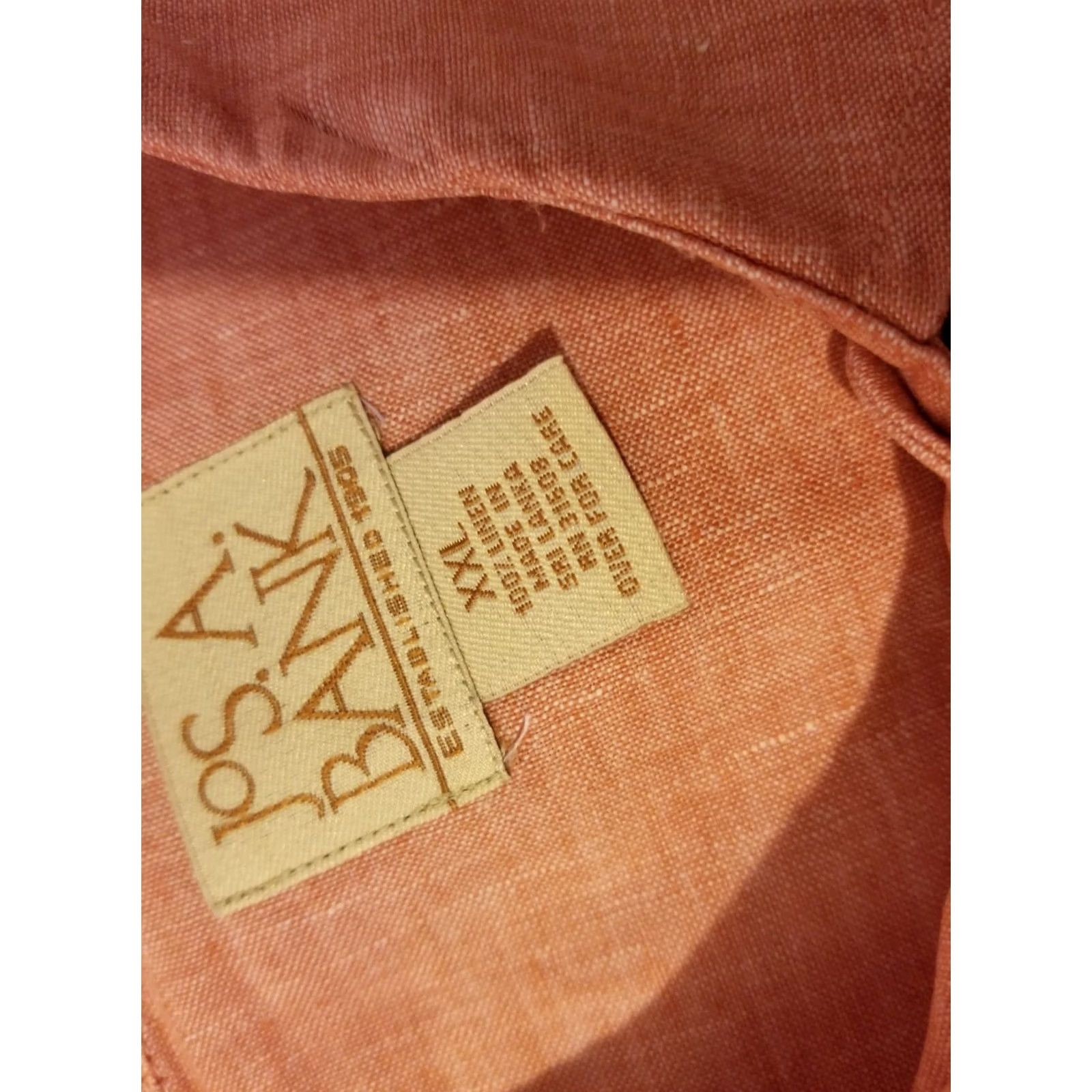 Jos. A. Bank Jos. A. Bank Linen Shirt Pink Short Sleeve 2XL Mens Size 48R - 3 Thumbnail