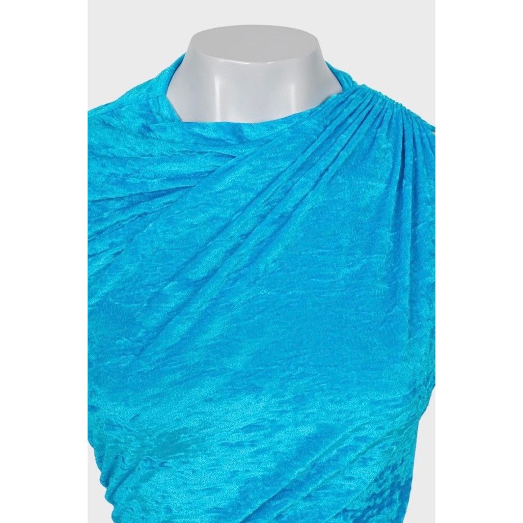 Balenciaga NWOT Balenciaga Light Blue One-Shoulder Fitted Dress 36/S Size XS / US 0-2 / IT 36-38 - 4 Thumbnail