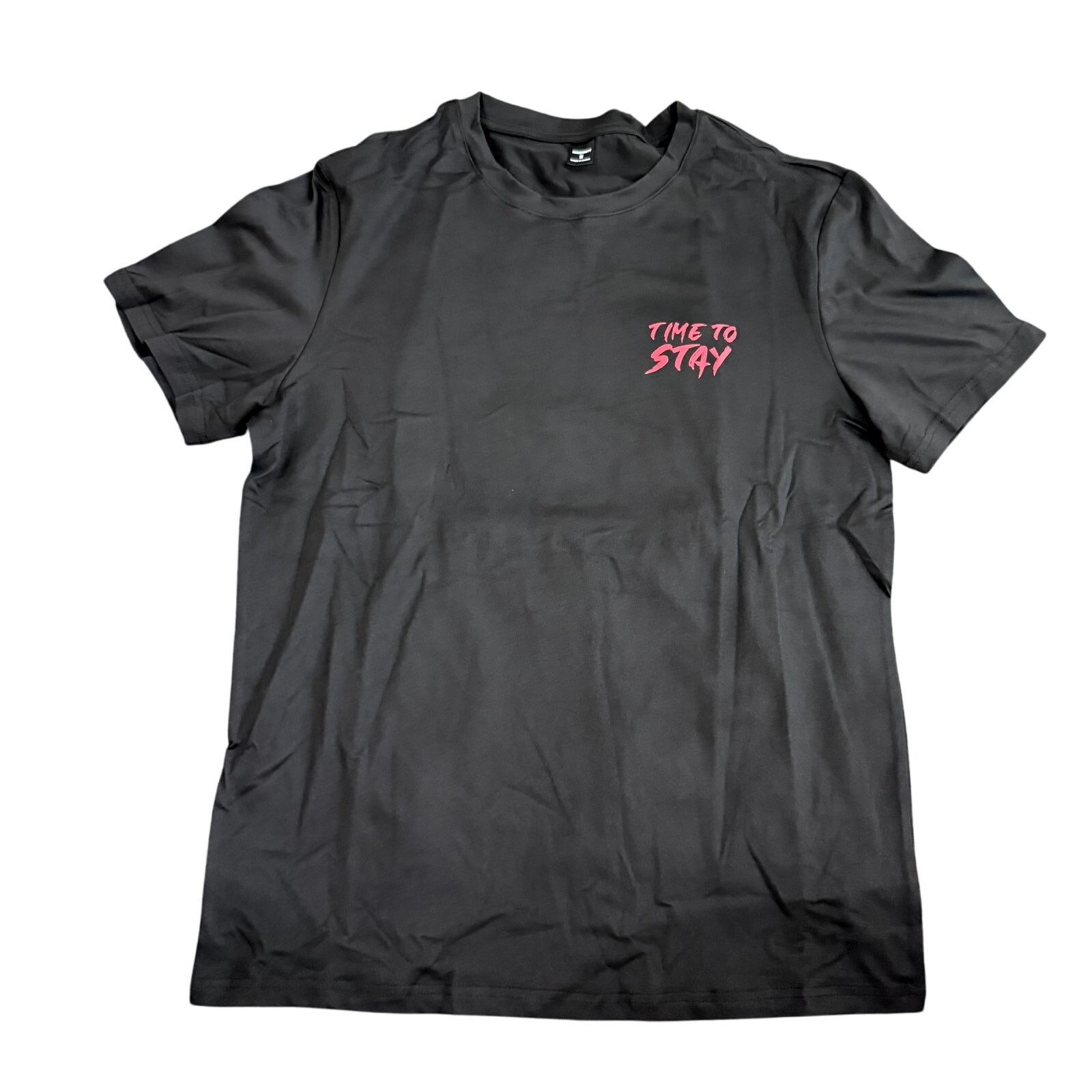 Shein Men's Time To Stay Graphic T-Shirt in Black, Size M Size US M / EU 48-50 / 2 - 2 Thumbnail