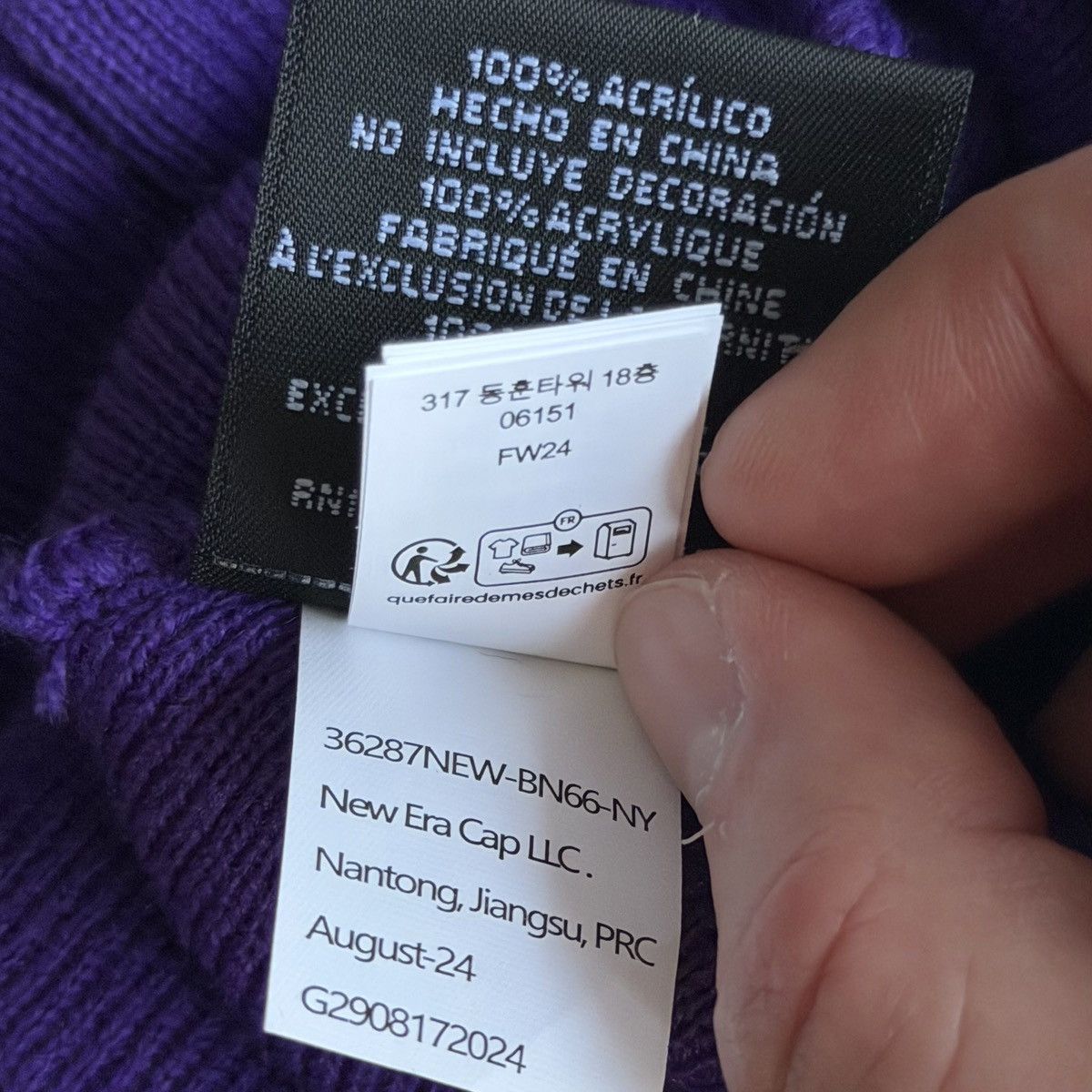 Supreme RARE Supreme New York New Era Script Purple Beanie FW24 OSFA Size ONE SIZE - 6 Thumbnail