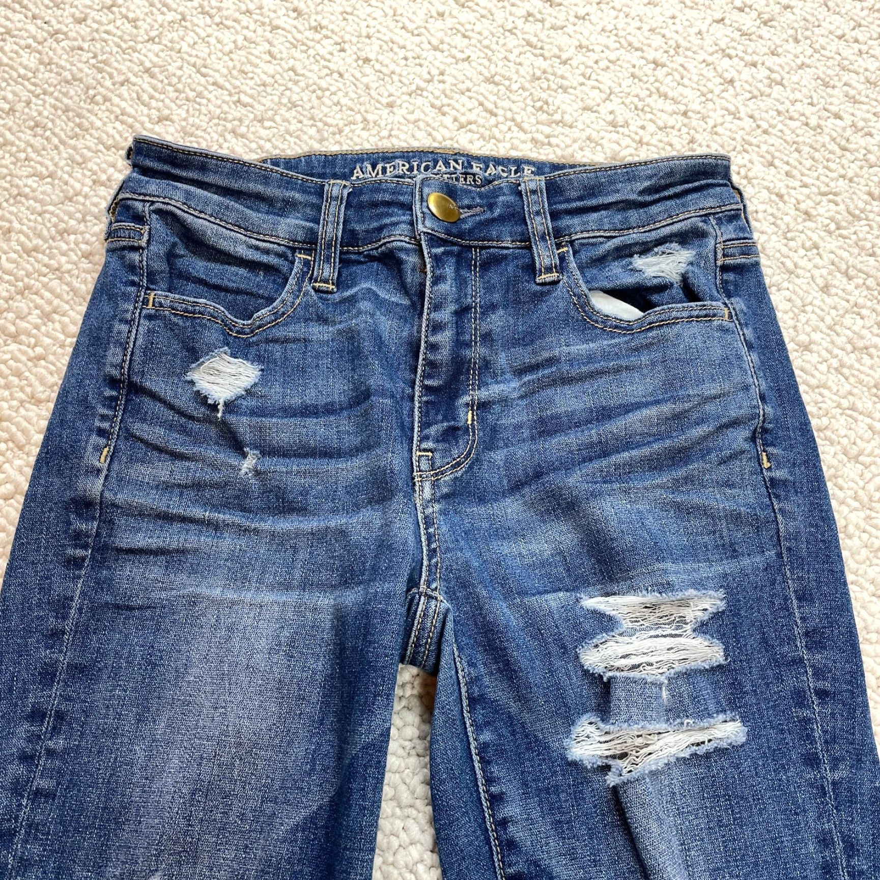 American Eagle Outfitters American Eagle Jeans Womens 4 Super Stretch High Rise Jegging Blue Dark Denim Size 27" / US 4 / IT 40 - 4 Thumbnail