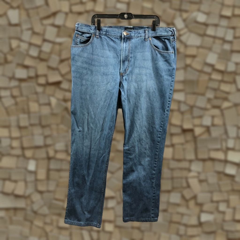 Lands' End Lands' End Jeans Mens 42 Mid Rise Straight Band Stretch Medium Wash Blue Size US 42 / EU 58 - 1 Thumbnail