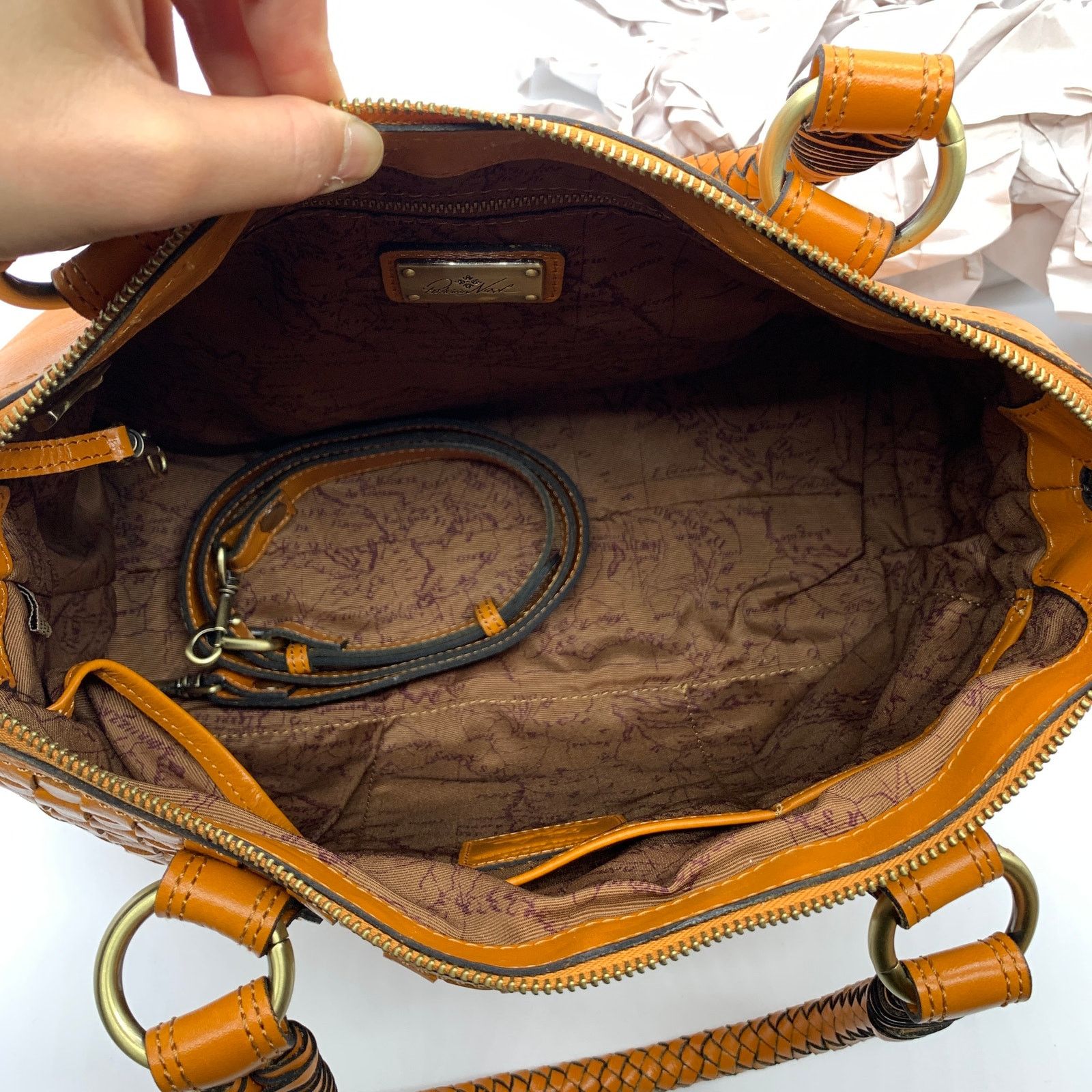 Patricia Nash Discovery Washed Woven Augusta Satchel