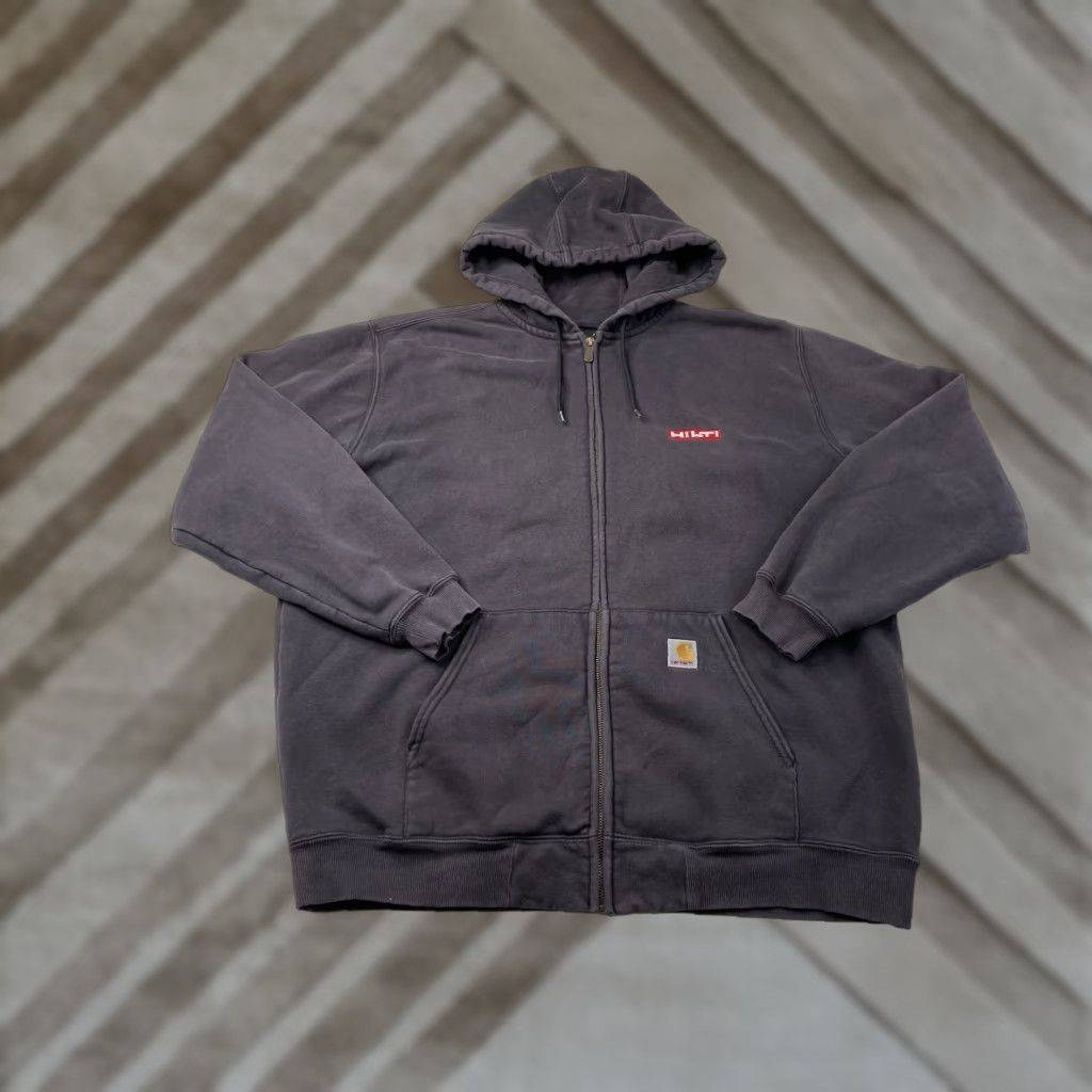Carhartt VINTAGE Carhartt K185 Black Full Zip Heavyweight Hoodie Sweatshirt XL HILTI Logo Hoodie Men 90s Outdoor Embroidered Zipper Logo Size US XL / EU 56 / 4 - 1 Thumbnail