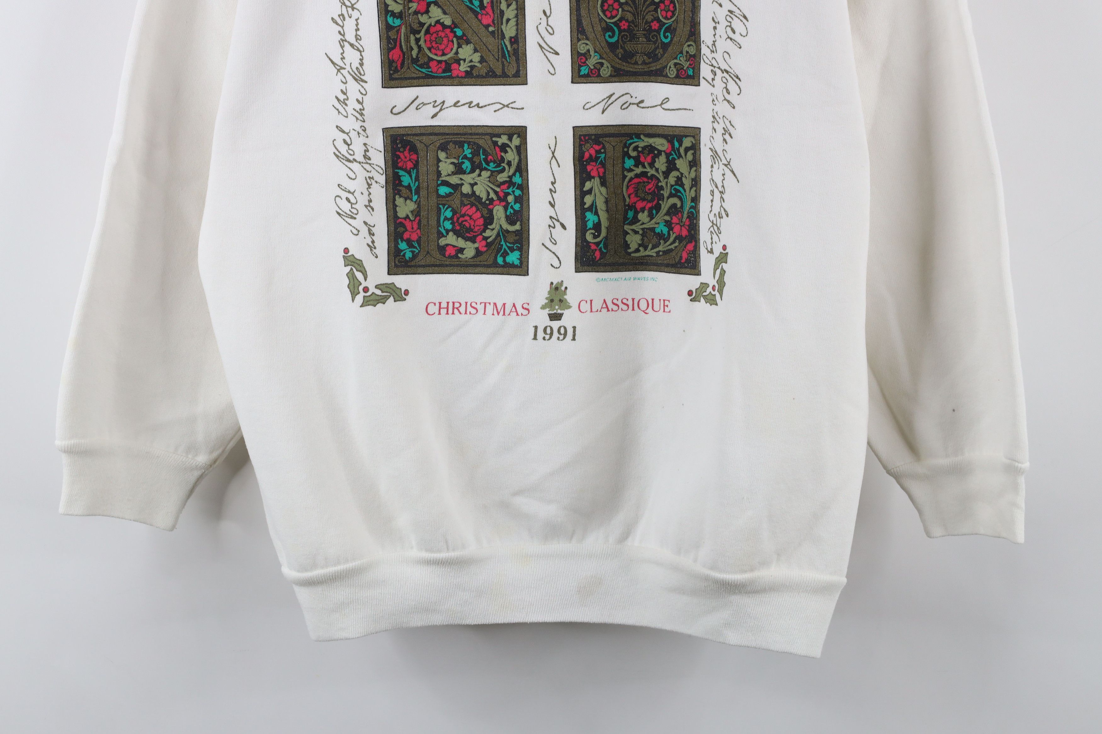Vintage Vintage 90s Christmas Joyeux Noel Crewneck Sweatshirt USA Size L / US 10 / IT 46 - 3 Thumbnail