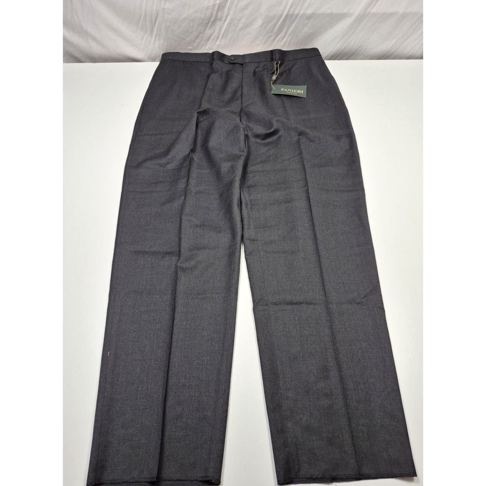 Vintage Zanieri Dress Pants Men's 46x36 Gray Wool Flat Front Straight Unhemmed Italy NWT Size US 30 / EU 46 - 2 Thumbnail