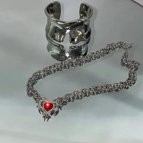 Jewelry Electro Chain Crystal Heart Silver Abstract Star Pop Fantasy Size ONE SIZE - 6 Thumbnail