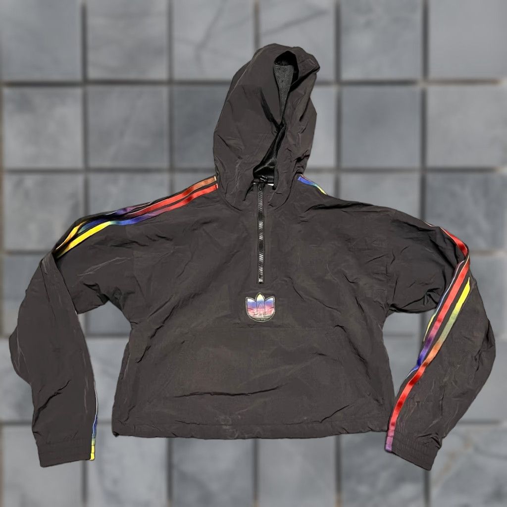 Adidas ADIDAS Jacket Womens Small Half Zip Crop Top BLACK Rainbow Pride Athleisure Windbreaker S Black Womens Size S / US 4 / IT 40 - 1 Thumbnail