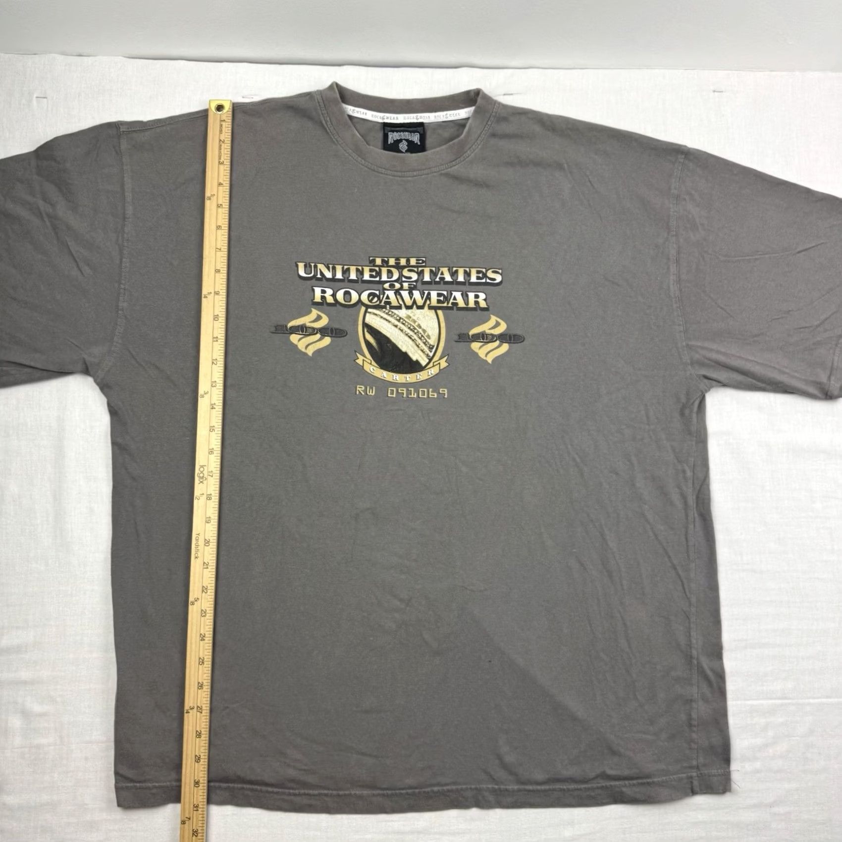 Rocawear VINTAGE Rocawear T Shirt Adult 2XL Gray Cotton Short Sleeve Crew Neck 90s Y2K Hip Hop Punk United States Of Rocawear Mens Size US XXL / EU 58 / 5 - 7 Thumbnail