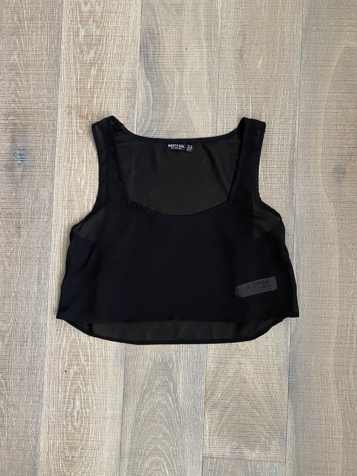 Nasty Gal Nasty Gal Black Sheer Crop Tank Top Size M / US 6-8 / IT 42-44 - 1 Thumbnail
