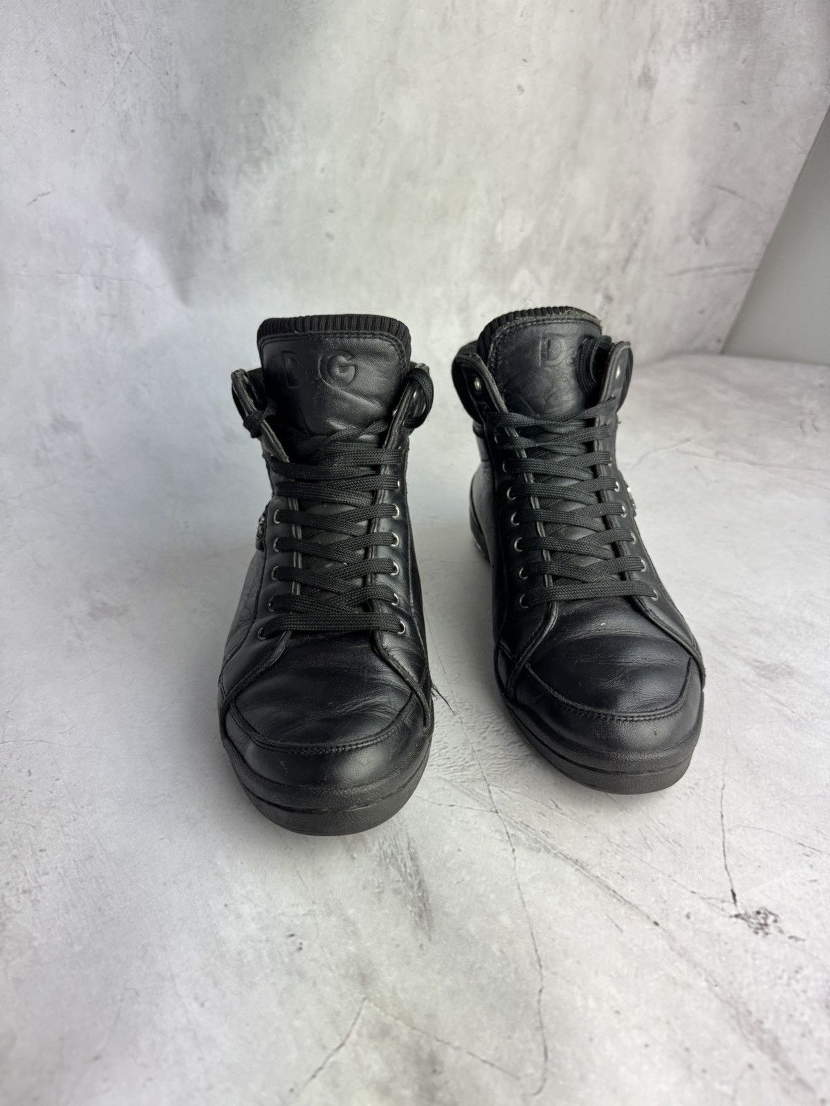 Dolce & Gabbana Dolce & Gabbana Mouse High Top Sneakers Black Leather Size US 8.5 / IT 38.5 - 4 Thumbnail