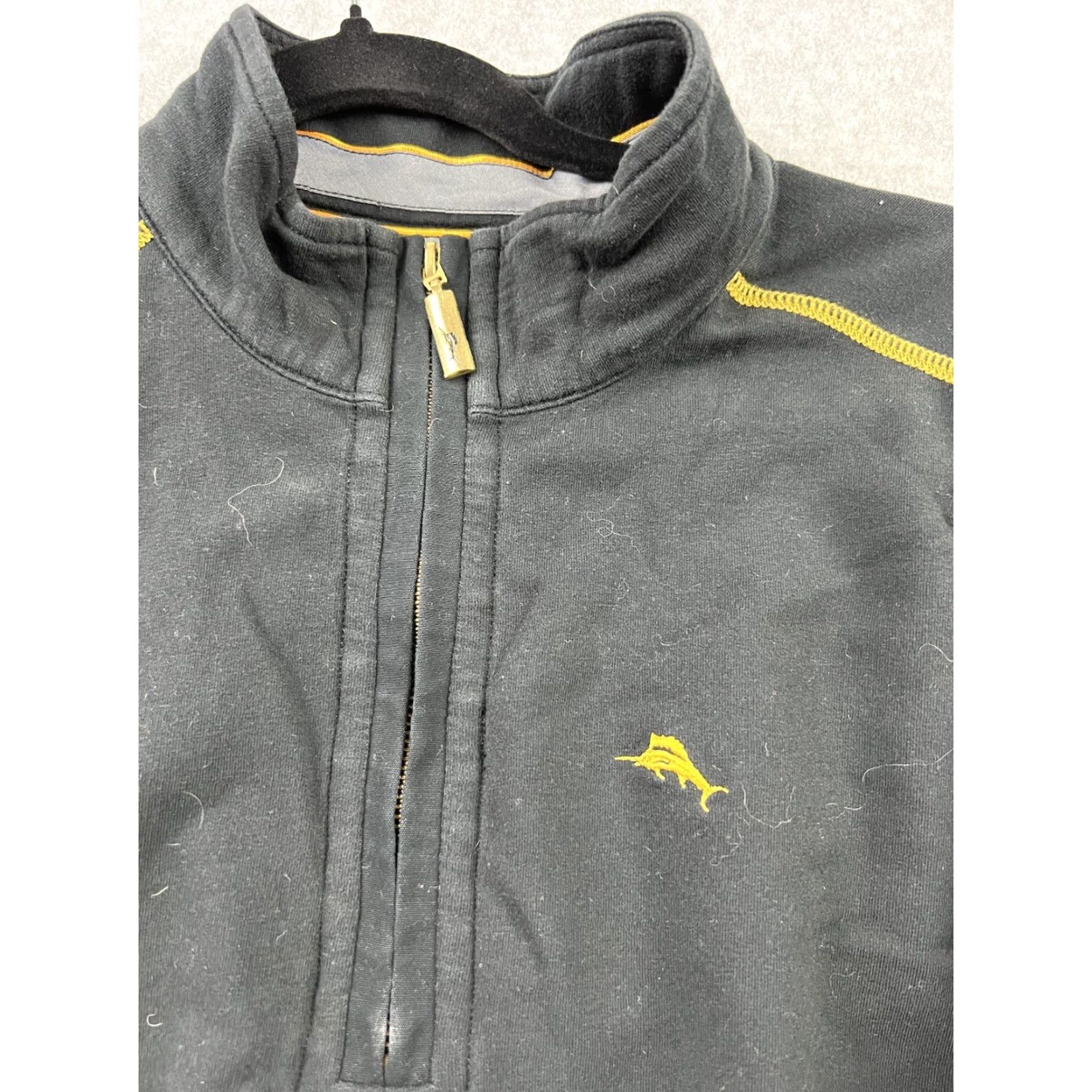 Tommy Bahama Tommy Bahama Sweater Mens 1/4 Zip Crew Neck Gold Black 50 Sweatshirt Knit Cotton Pullover M Adults Mens Size US M / EU 48-50 / 2 - 3 Thumbnail