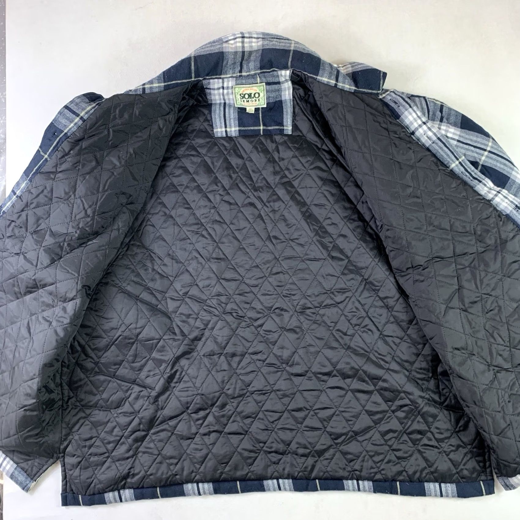 Vintage VINTAGE Solo Semore Flannel Jacket Mens 3XL Blue Plaid Quilted Lining Button up Jacket Size US XXL / EU 58 / 5 - 7 Thumbnail