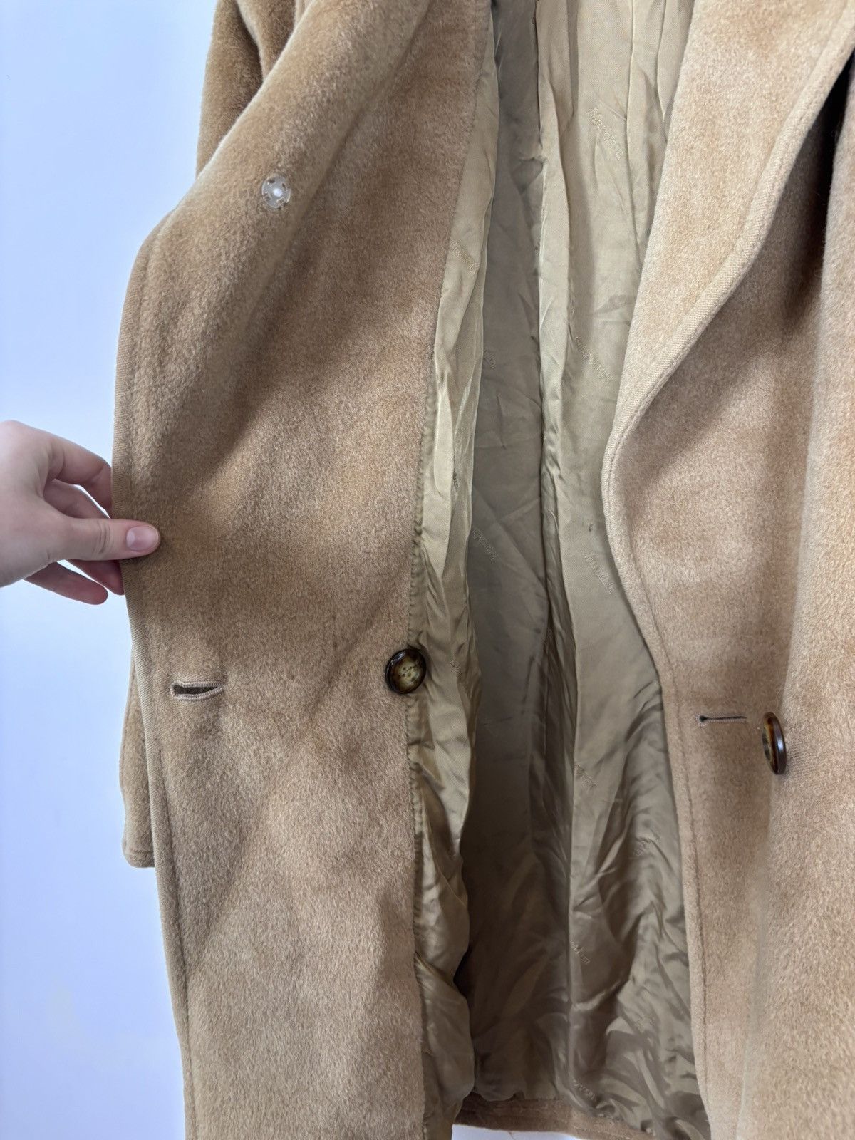 Max Mara Max Mara Women’s Camel Brown Wool Fur Oversized Icon Coat Size L / US 10 / IT 46 - 11 Thumbnail