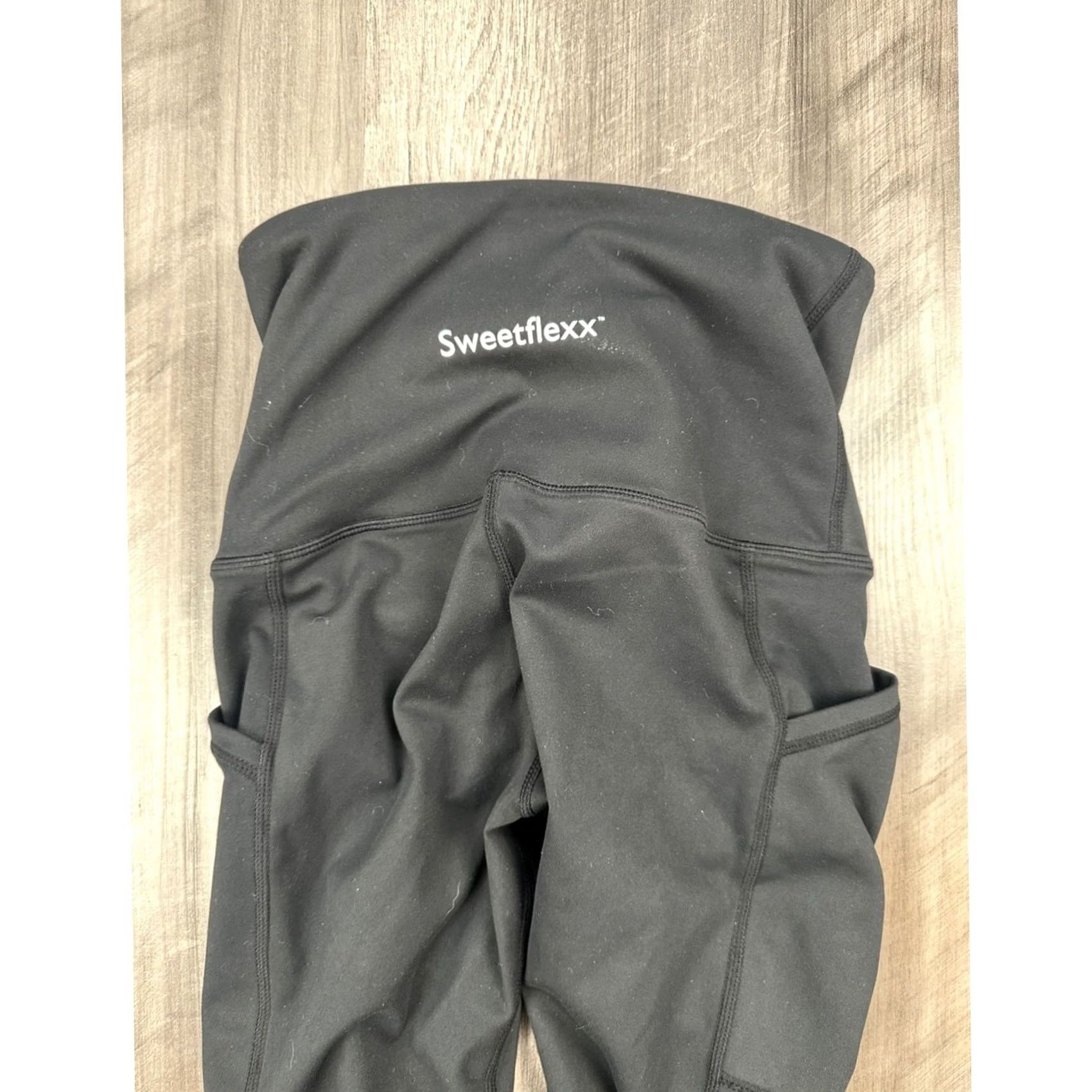Vintage Sweetflexx Black High Rise Pockets Full Length Resistance Leggings Womens 2 Regular Polyester Spandex Compression Leggings Size 26" / US 2 / IT 38 - 4 Thumbnail
