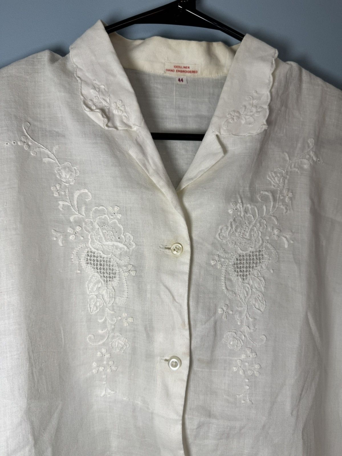 Vintage Vintage 80s Hand Embroidered Linen Shirt Size US M / EU 48-50 / 2 - 2 Thumbnail