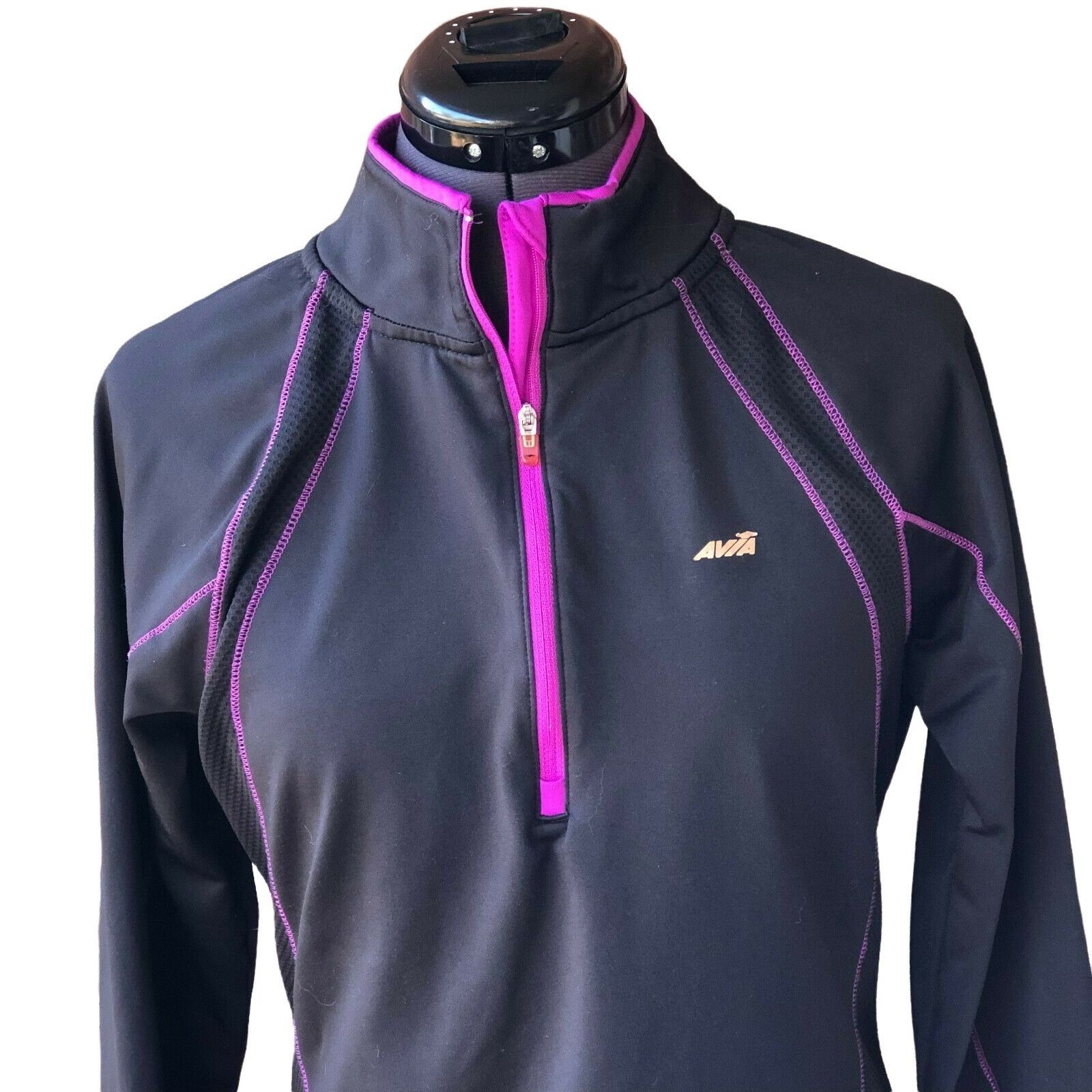Avia Avia 1/2-Zip Long-Sleeve Athletic Top Black Sz. M Size M / US 6-8 / IT 42-44 - 2 Thumbnail