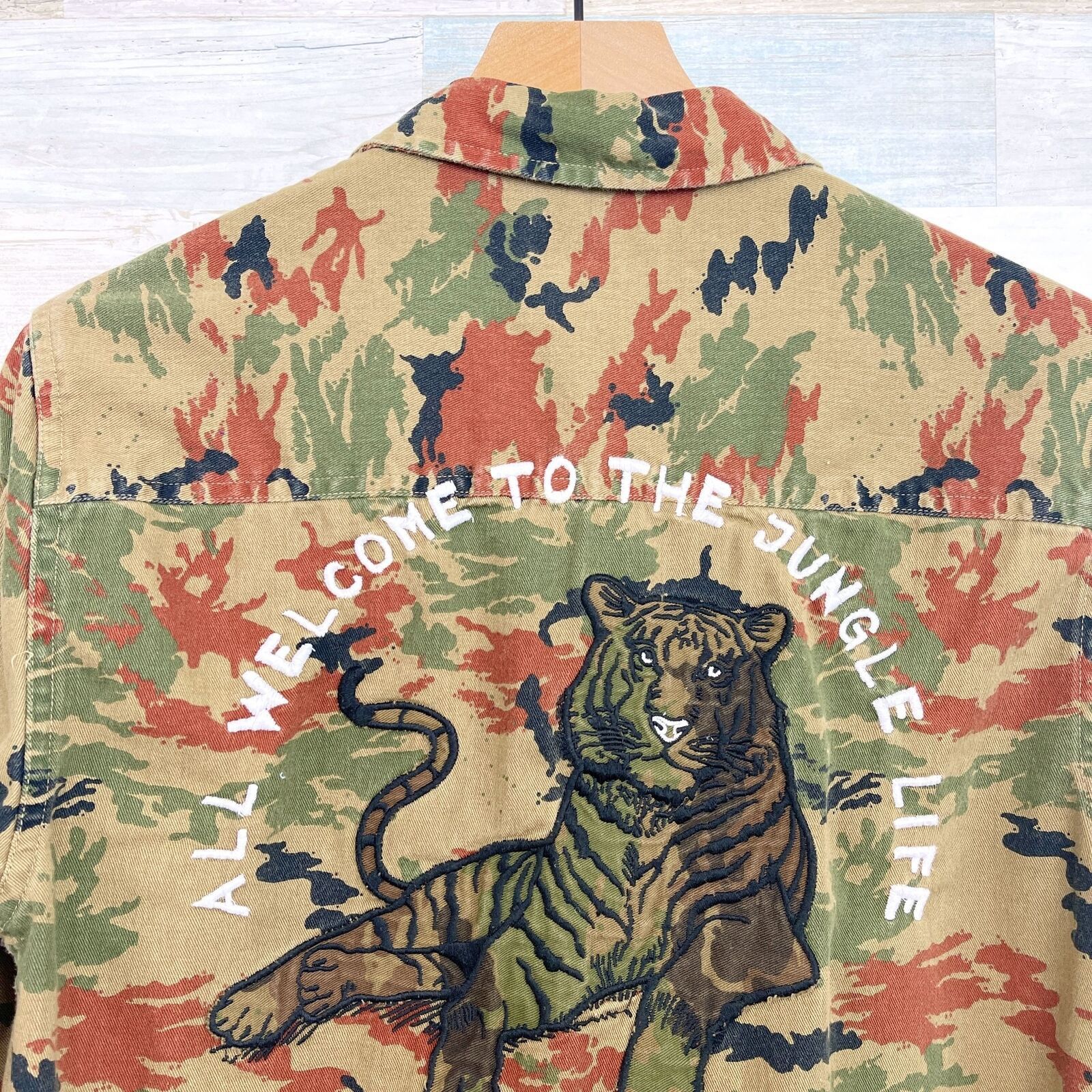 Zara Zara Man Camo Denim Shirt Brown Embroidered Tiger Mens S Size US S / EU 44-46 / 1 - 4 Thumbnail