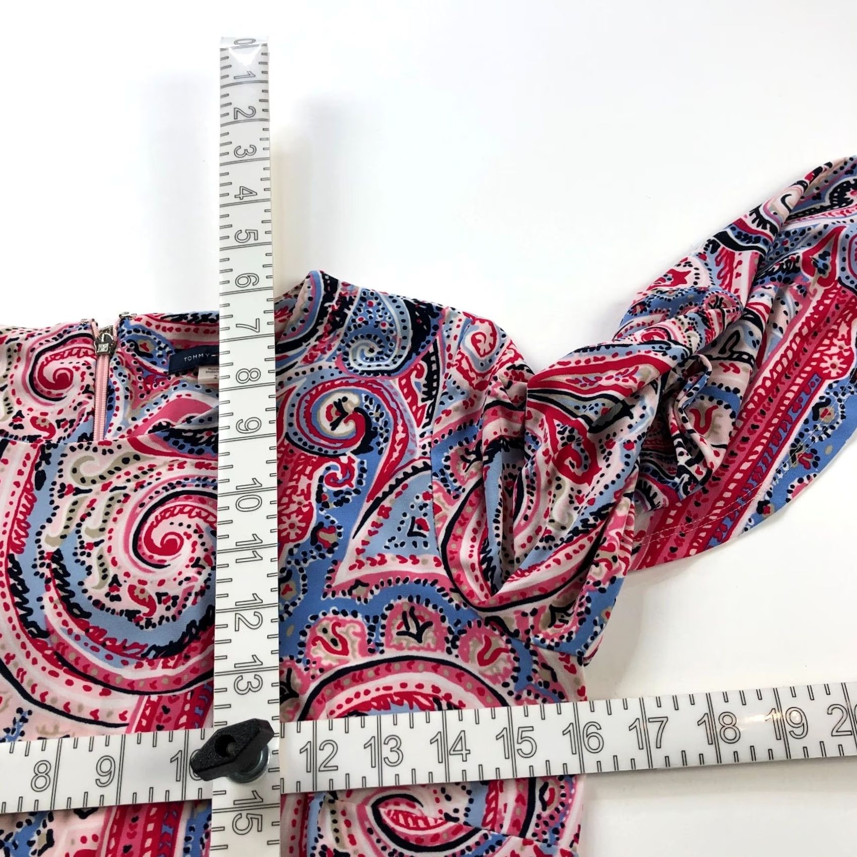 Tommy Hilfiger Tommy Hilfiger Dress Paisley Pink Bell Sleeve Boat Neck Mini Sheath Above Knee Size XS / US 0-2 / IT 36-38 - 6 Thumbnail