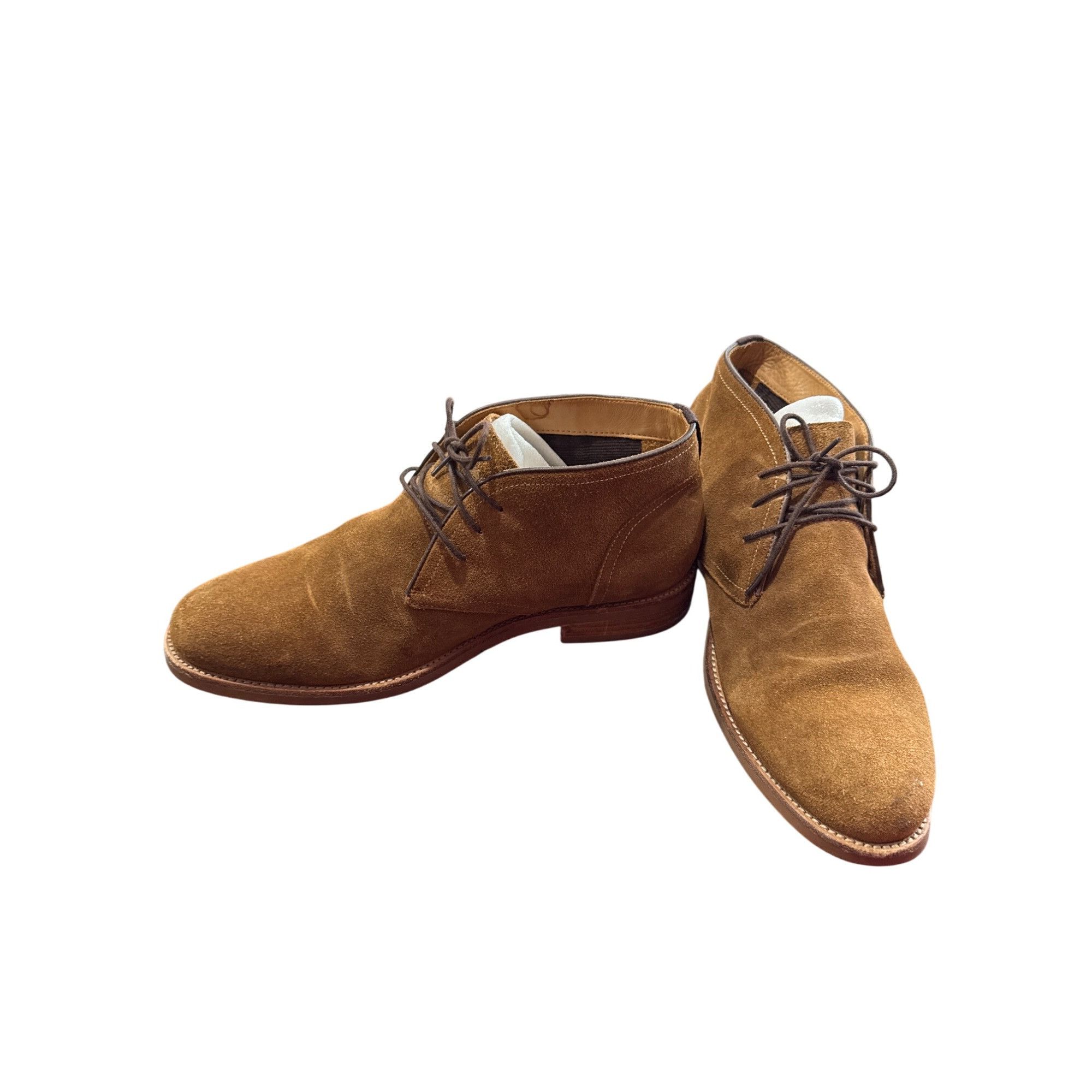 Designer Warfield Grand Mens Brown Leather Suede Ankle Chukka Boots S Size US 10.5 / EU 43-44 - 2 Thumbnail