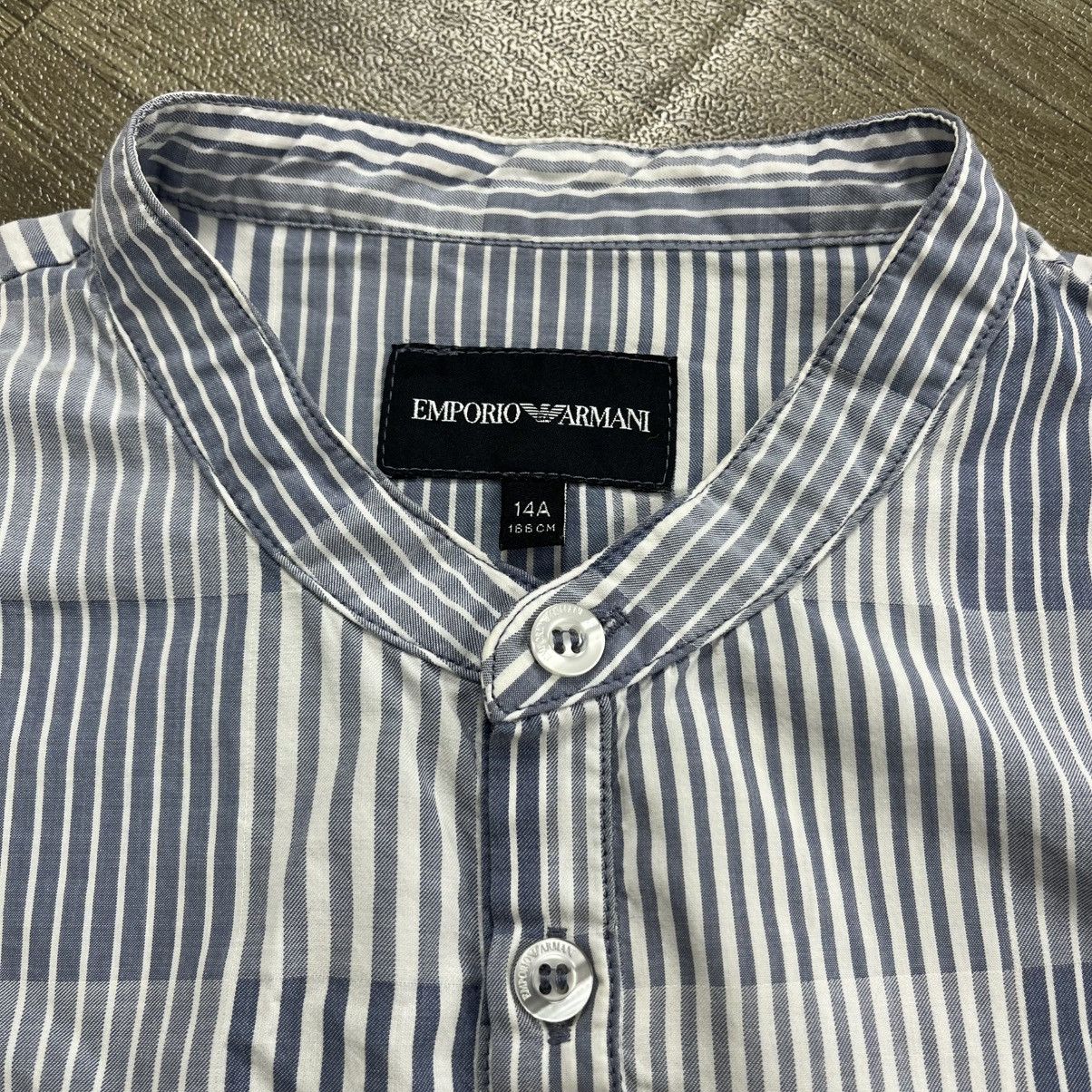 Emporio Armani Vintage Emporio Armani Striped Mandarin Collar Shirt Size US S / EU 44-46 / 1 - 5 Thumbnail