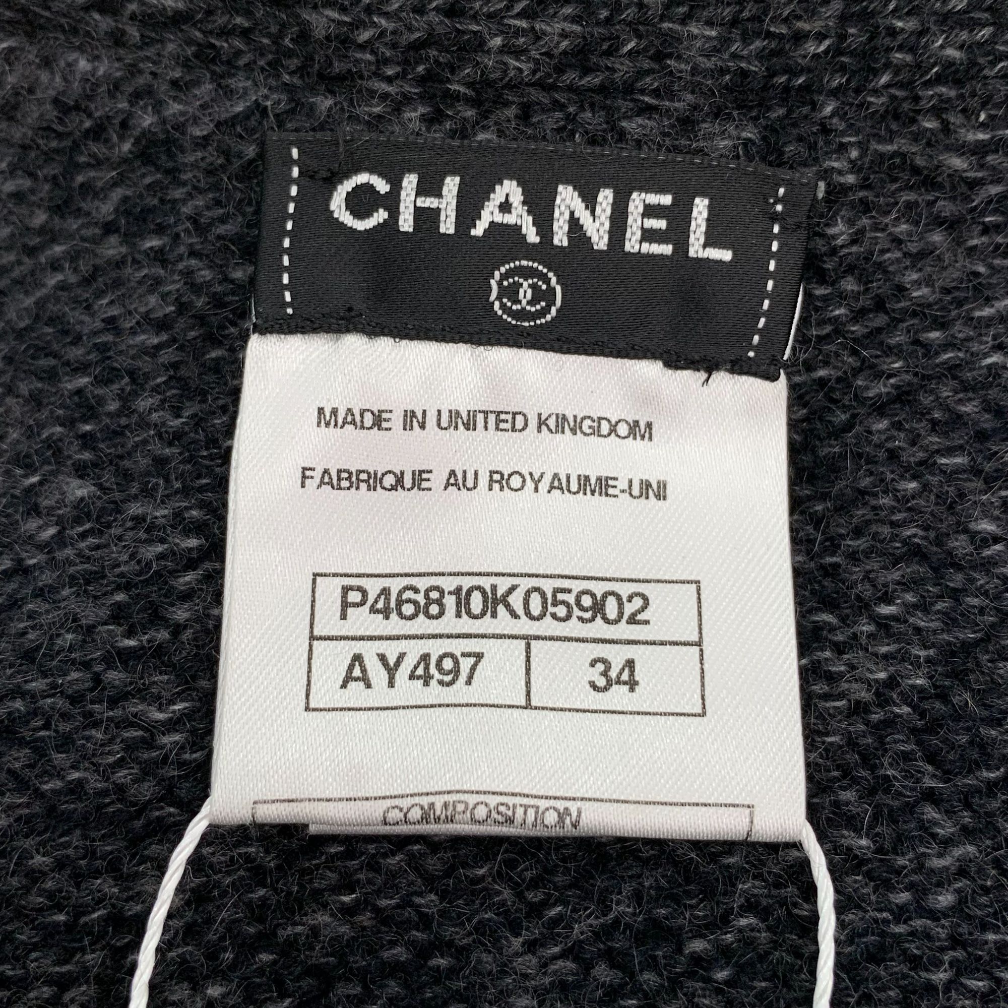 Chanel Chanel Dark Gray Wool Cardigan With Braided Trim Size XS / US 0-2 / IT 36-38 - 5 Thumbnail