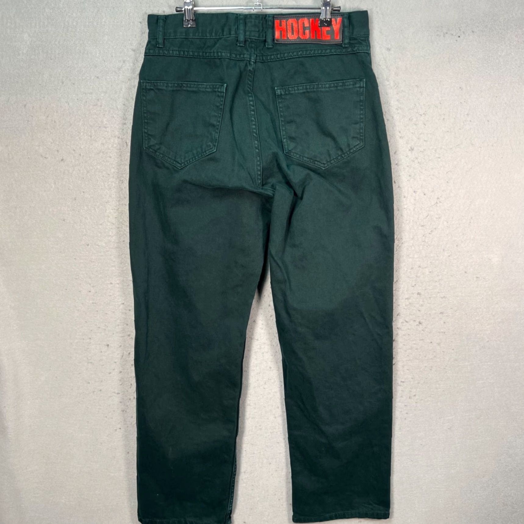 Vintage Hockey Mens Size 32 Green Carpenter Pants - 100% Cotton Workwear Straight Leg, Flat Front, Inseam 30, Vintage/Used, Mens Size US 32 / EU 48 - 2 Thumbnail