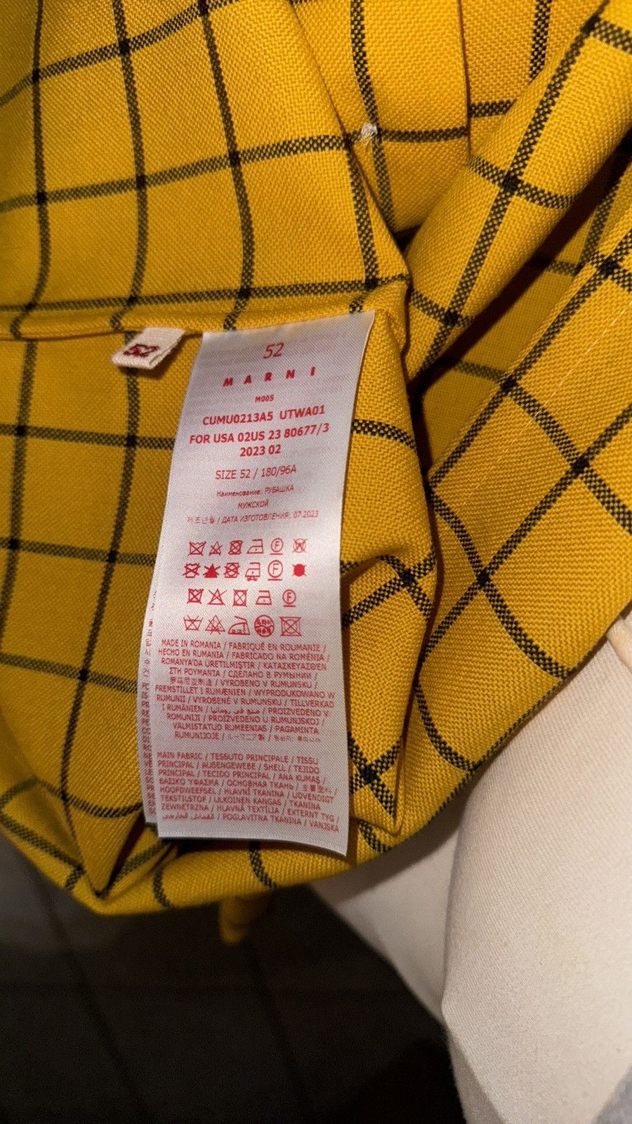 Marni Marni shirt checked maize wool cotton yellow/black XL/IT 52 Size US L / EU 52-54 / 3 - 7 Thumbnail