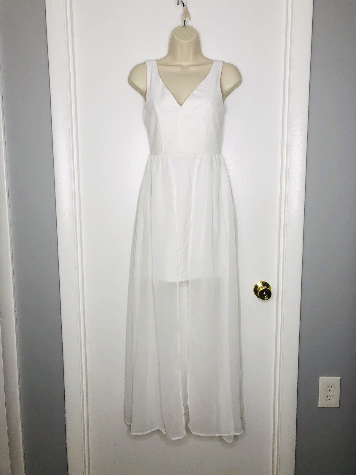 Other Charlotte Russe White Mini Dress S Sheer Chiffon Maxi Wrap Size S / US 4 / IT 40 - 3 Thumbnail