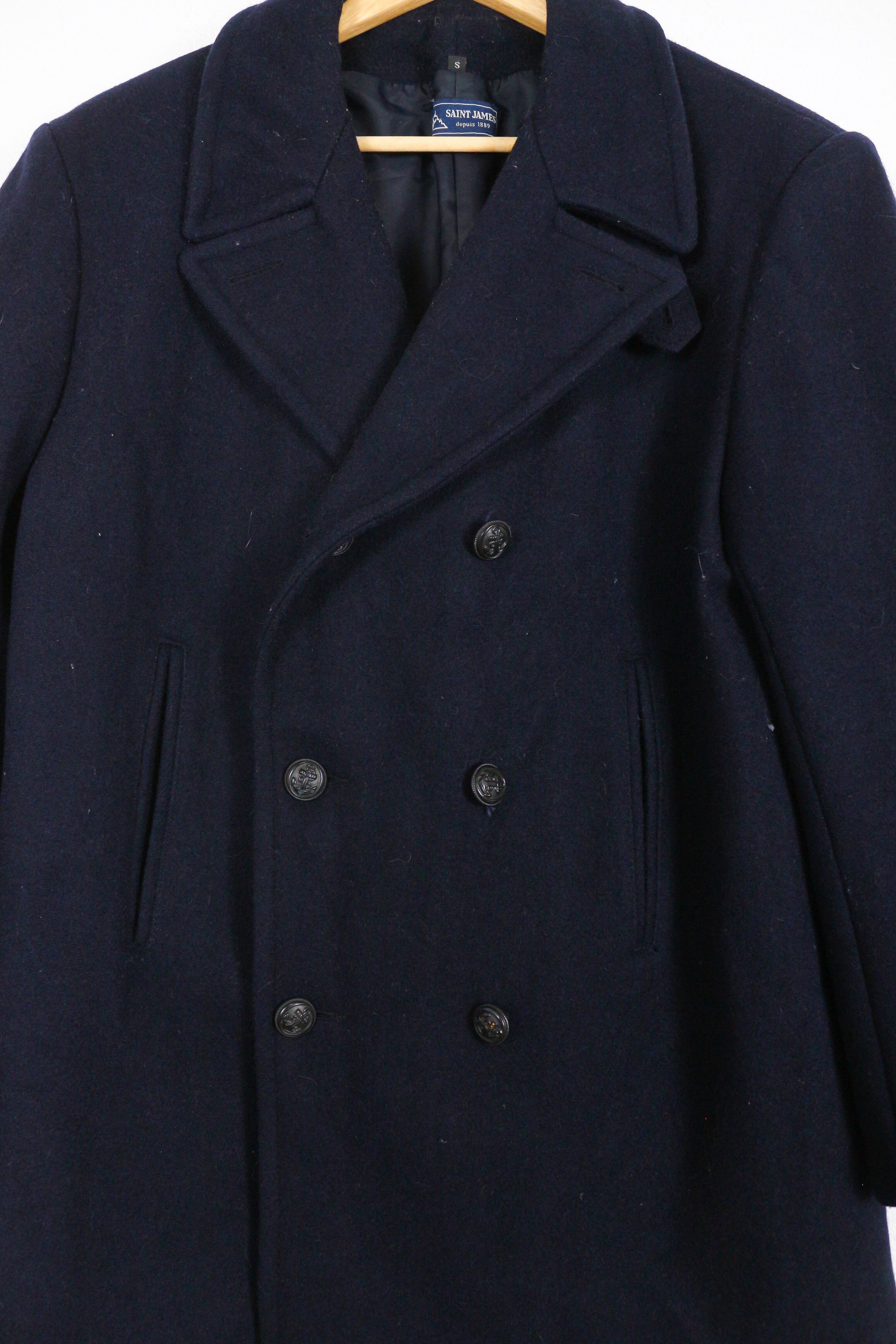 Saint James Saint James Navy Marine Sailor Pea Coat 90s Vintage Size US S / EU 44-46 / 1 - 2 Thumbnail