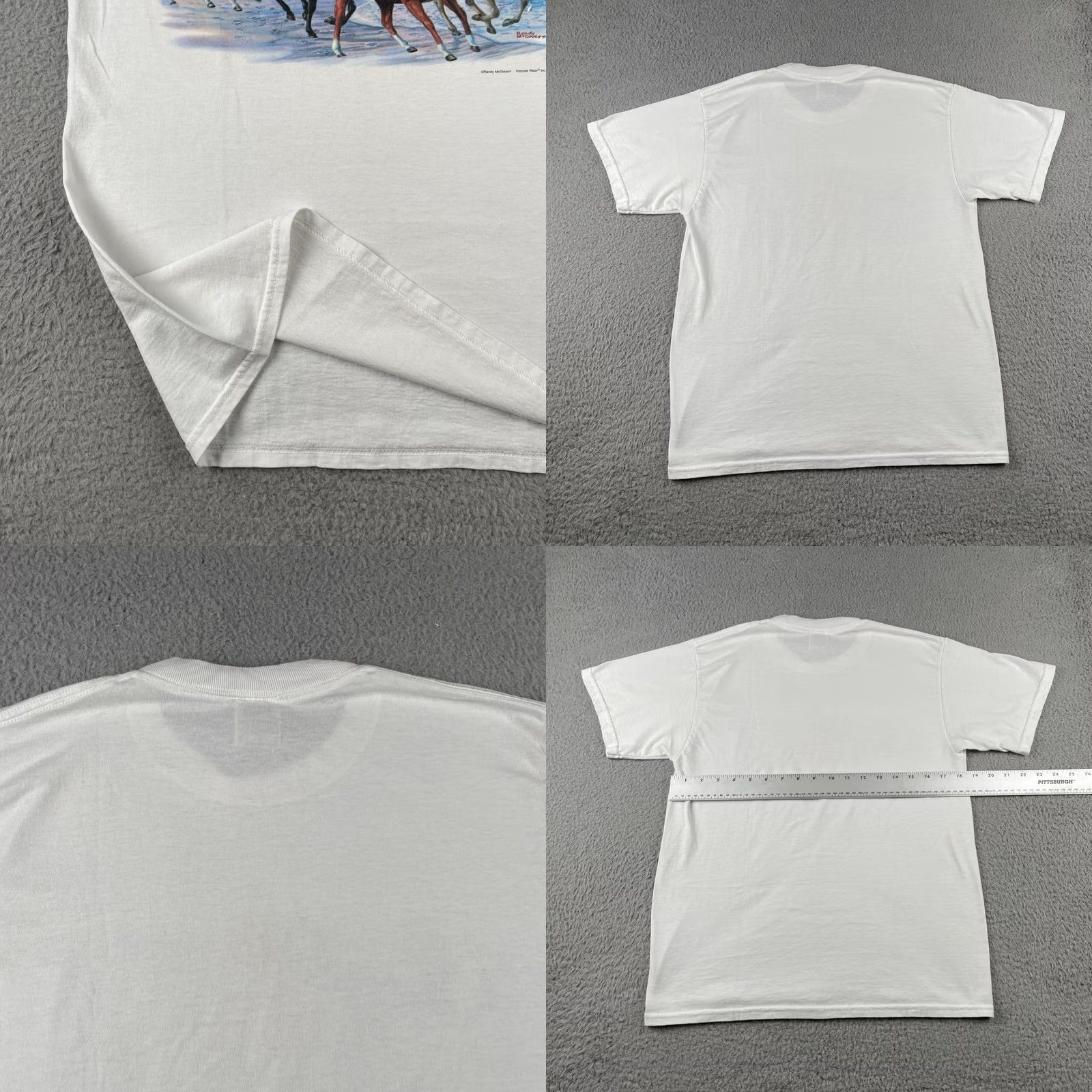 Fruit Of The Loom VINTAGE Fruit of The Loom Adult Medium White Shirt Y2K Wild Horses Running Beach Size US M / EU 48-50 / 2 - 9 Thumbnail